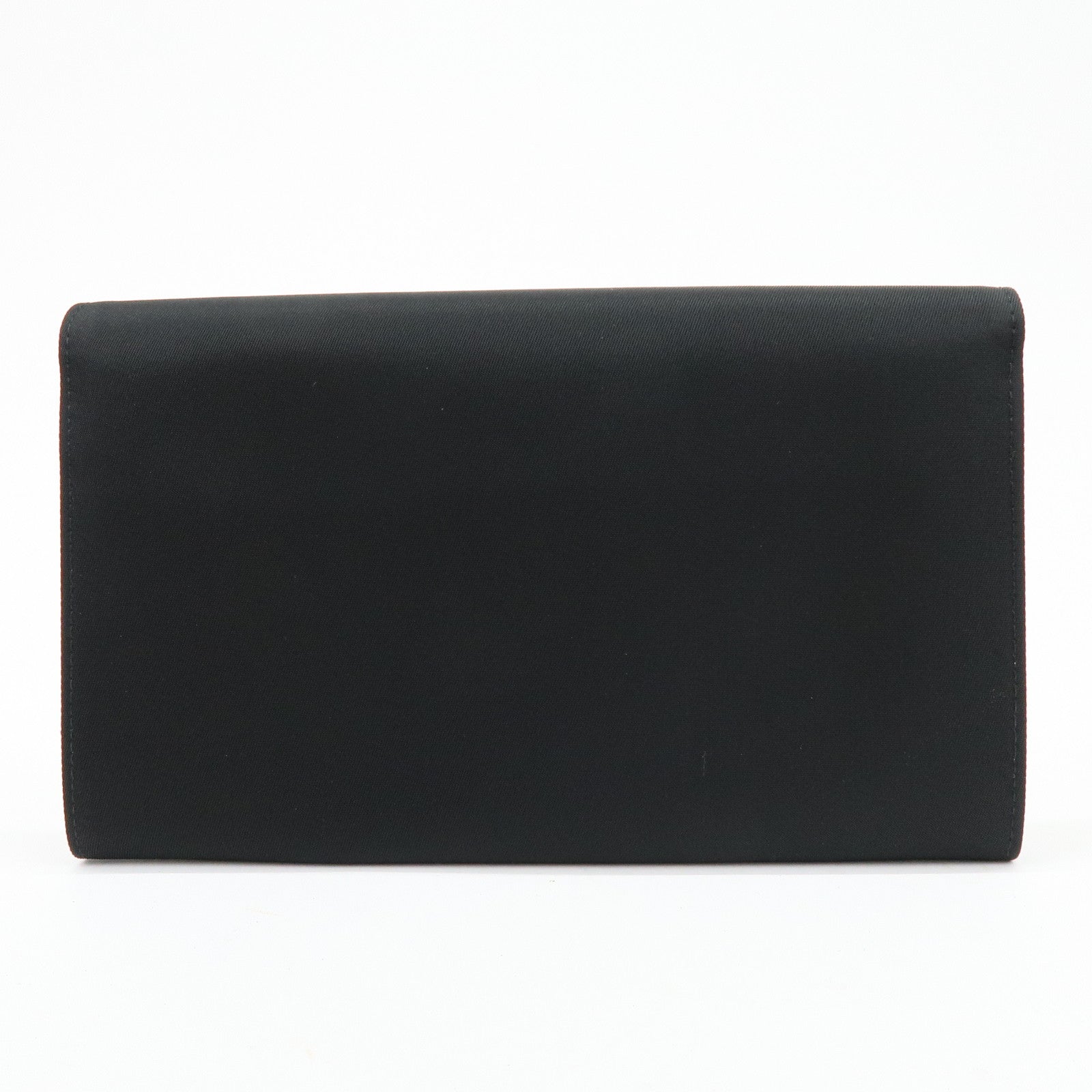 PRADA Triagle Logo Nylon Saffiano Leather Long Wallet Black