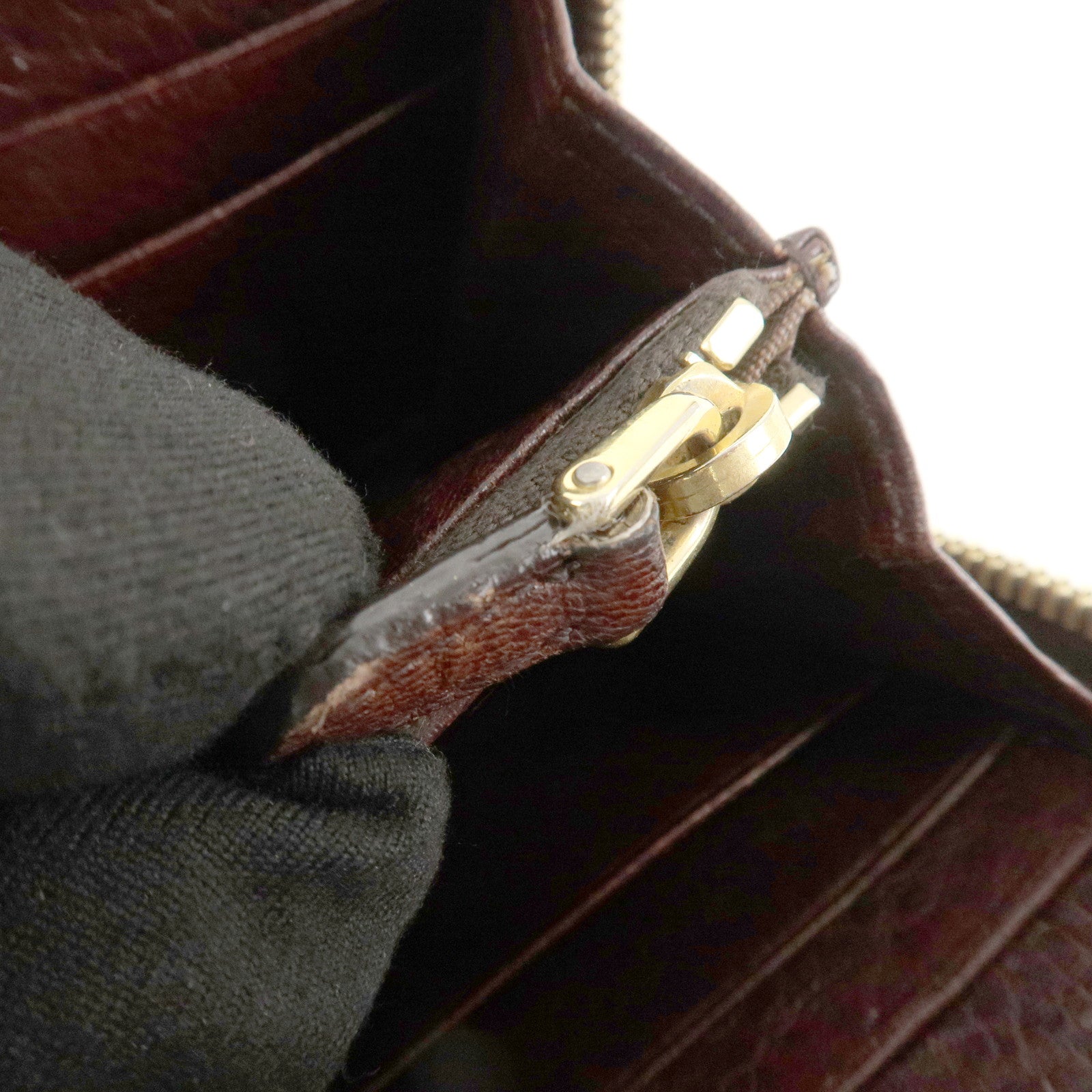 PRADA Saffiano Leather Round Zippy Long Wallet Brown 1M0506 Used