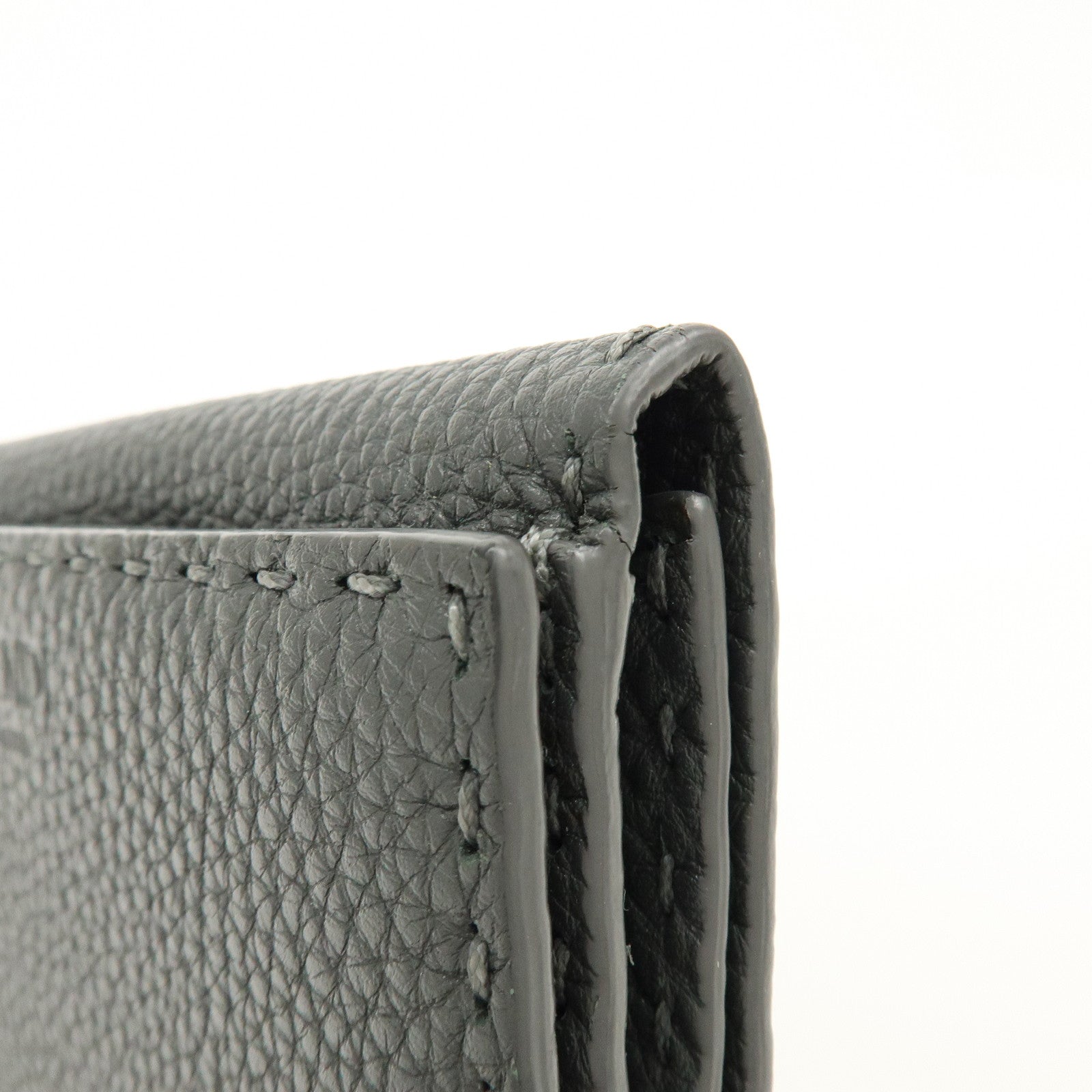 FENDI Selleria Leather Tri-fold Compact Wallet Gray 8M0359