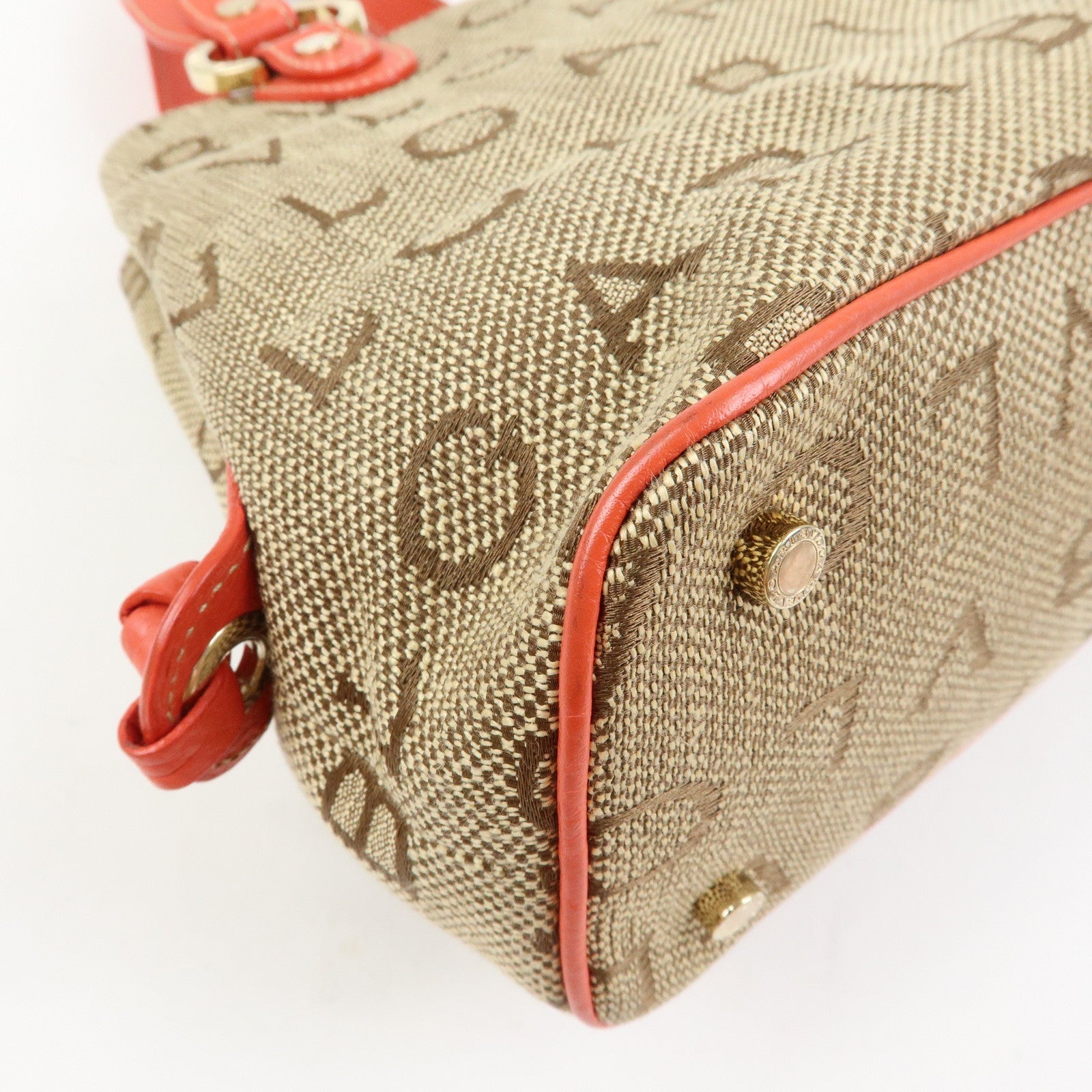 BVLGARI Logomania Canvas Leather 2Way Hand Shoulder Bag Brown Coral