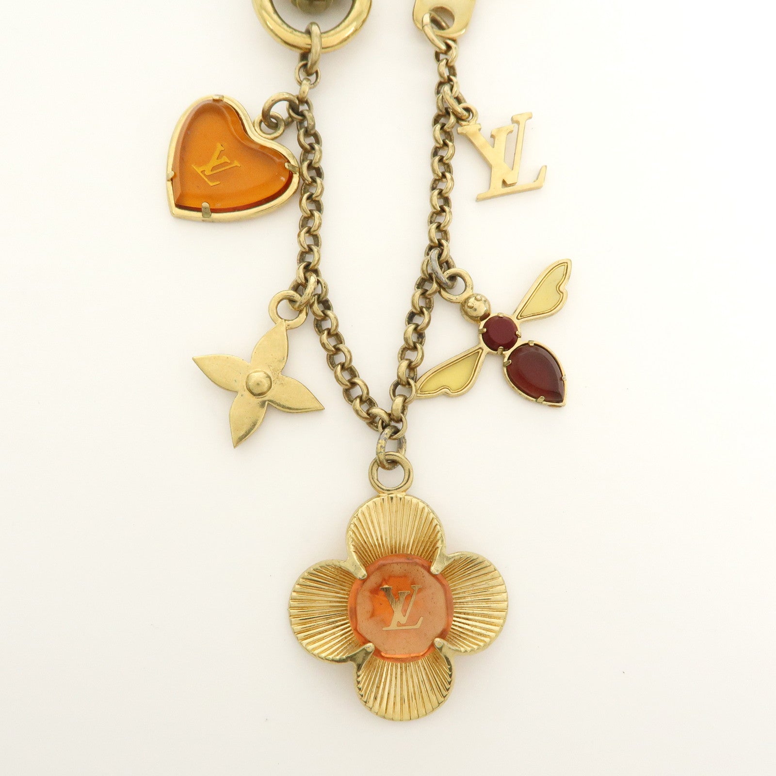 Louis Vuitton Bijou Sac Chaine Bee Fleur Bag Charm Gold M66911