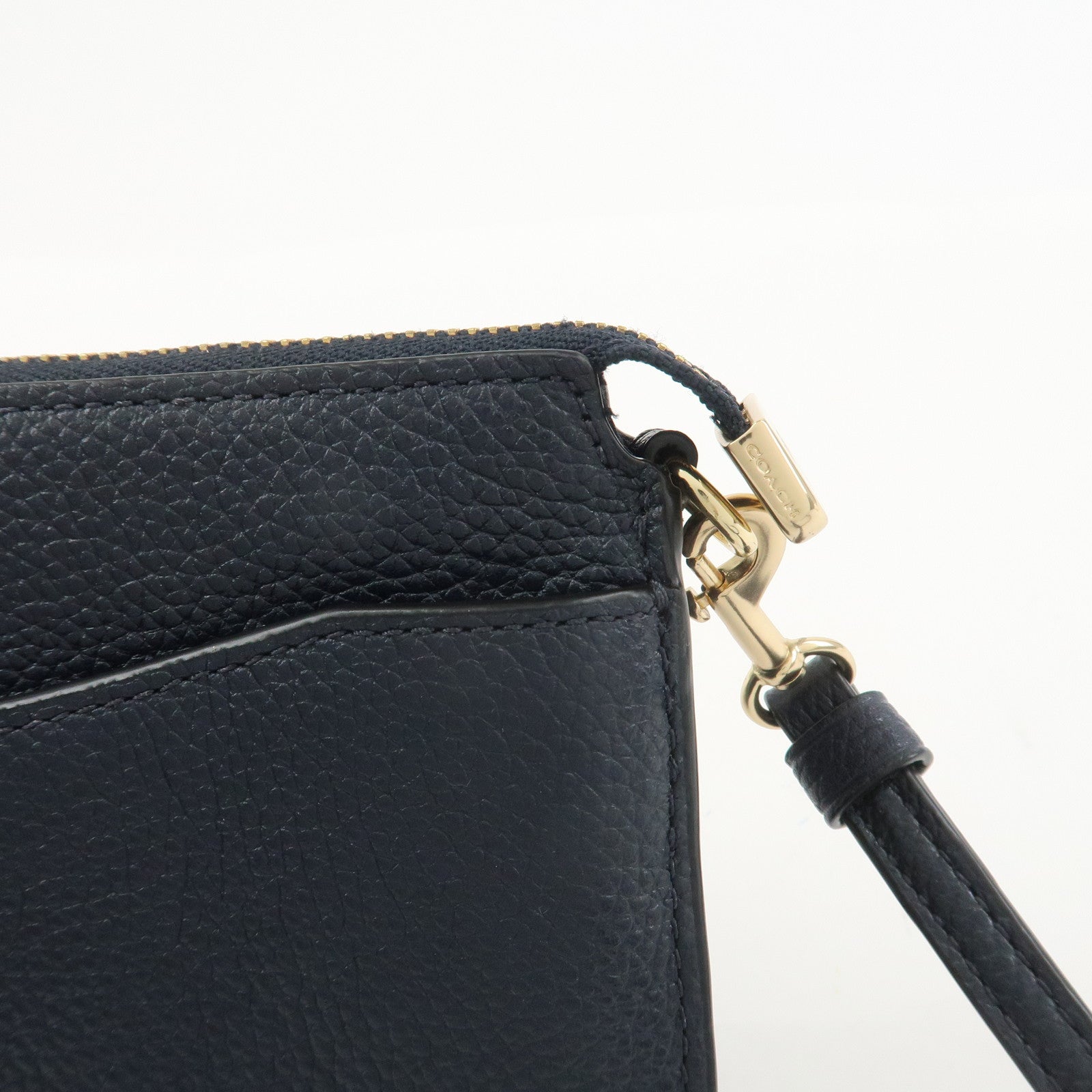 COACH Logo Leather Shoulder Bag Crossbody Bag Navy