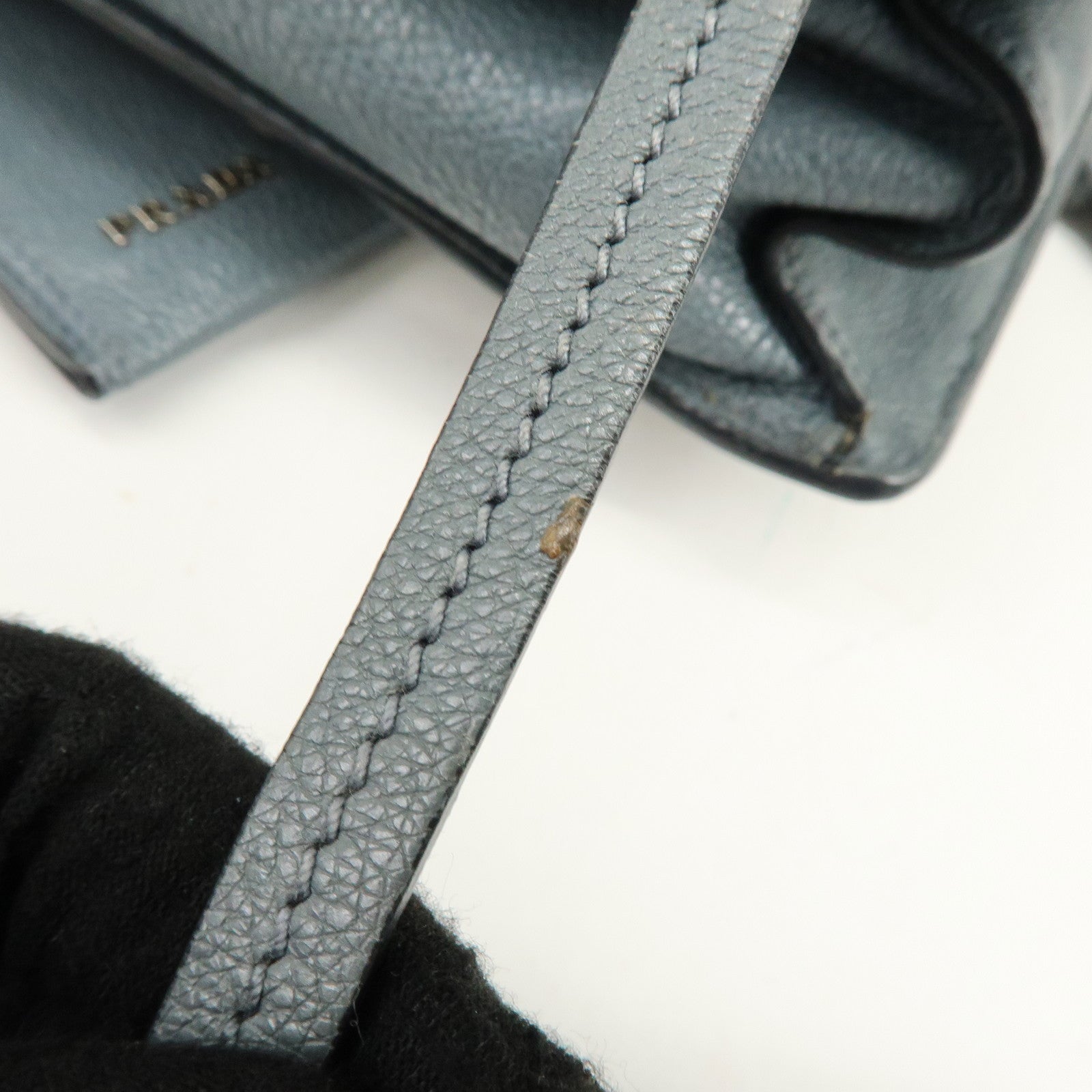 PRADA Etiquette Leather 2Way Bag Shoulder Bag Clutch Bag Gray