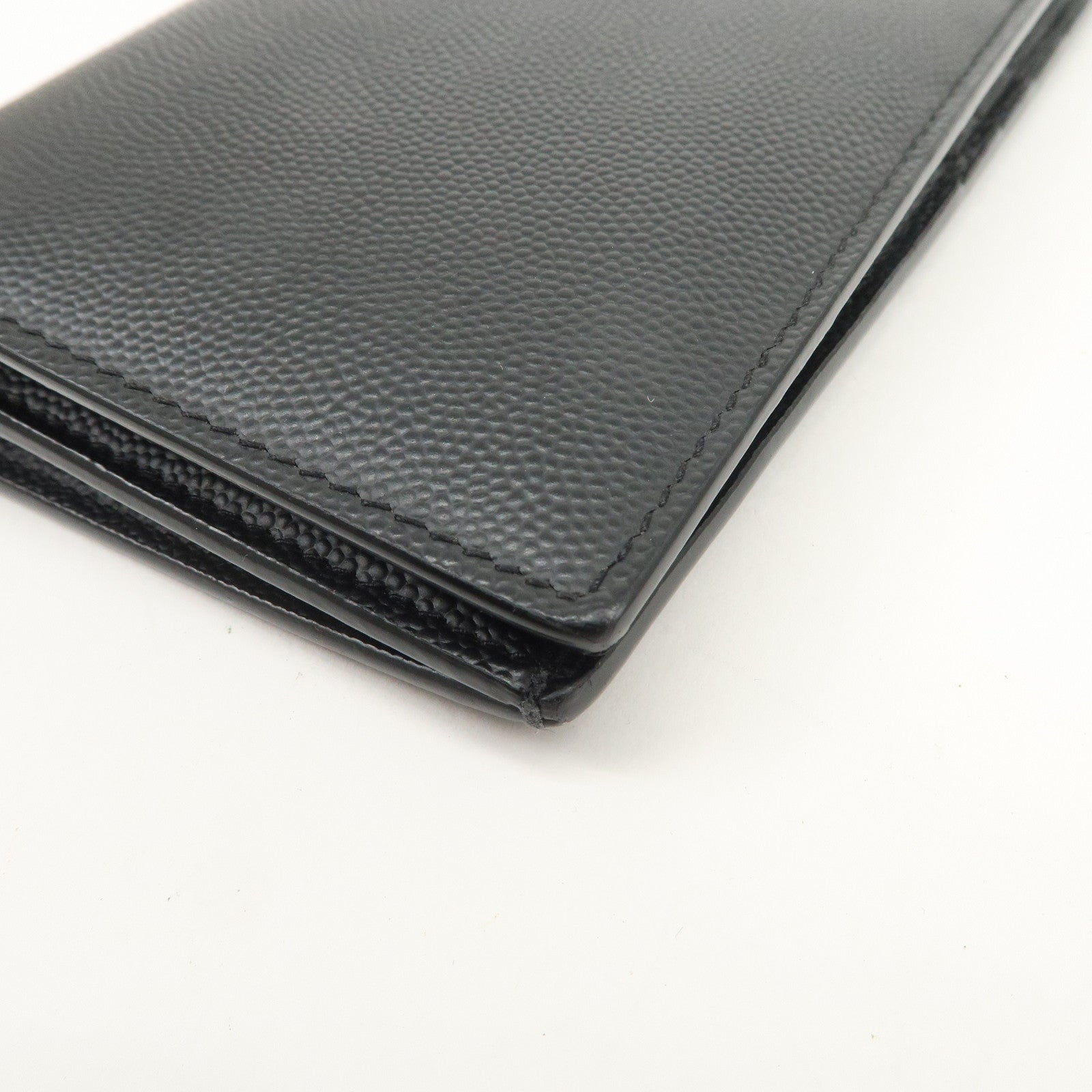SAINT LAURENT PARIS Leather Bi-fold Long Wallet Black 396308