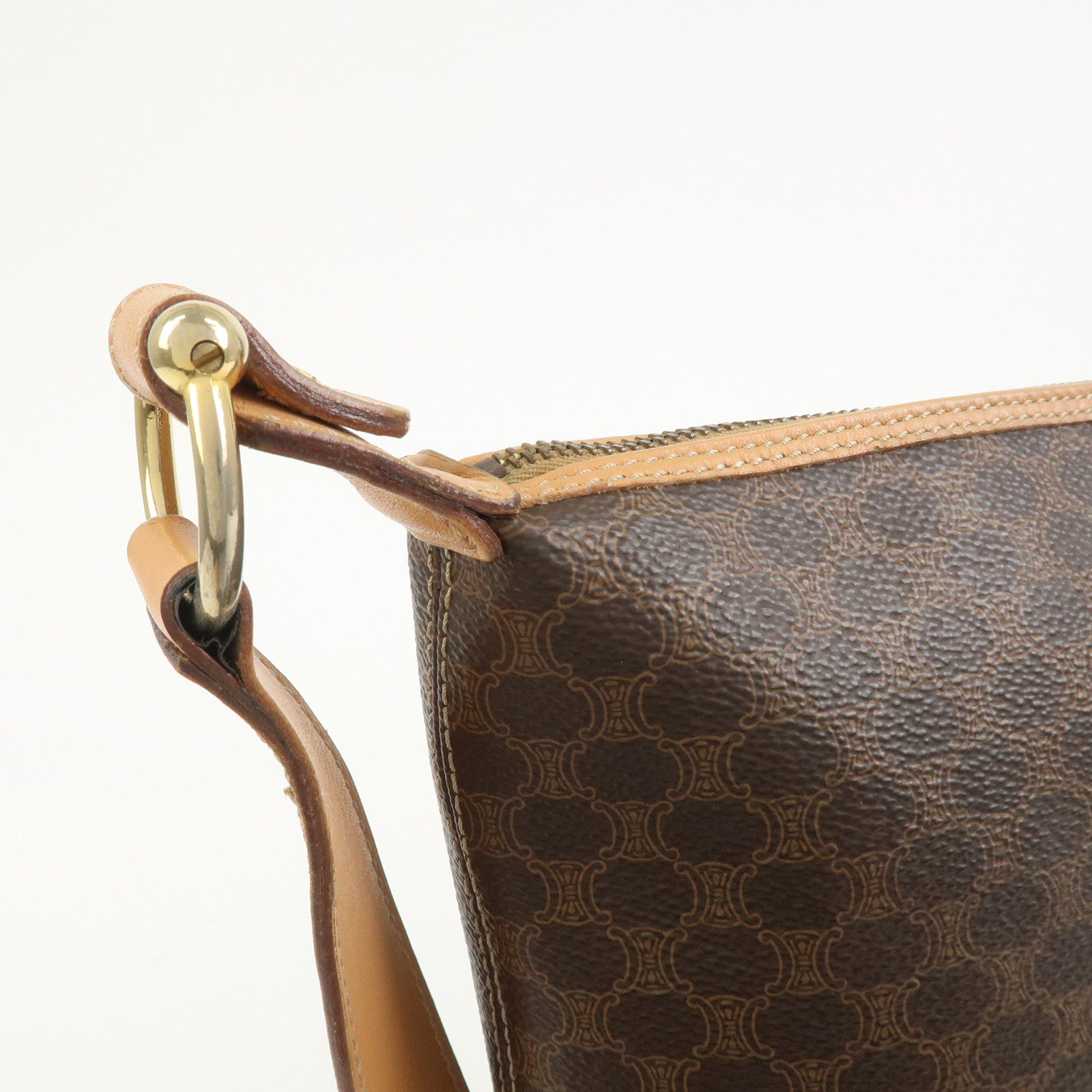 CELINE Macadam PVC Leather Shoulder Bag Hand Bag Brown