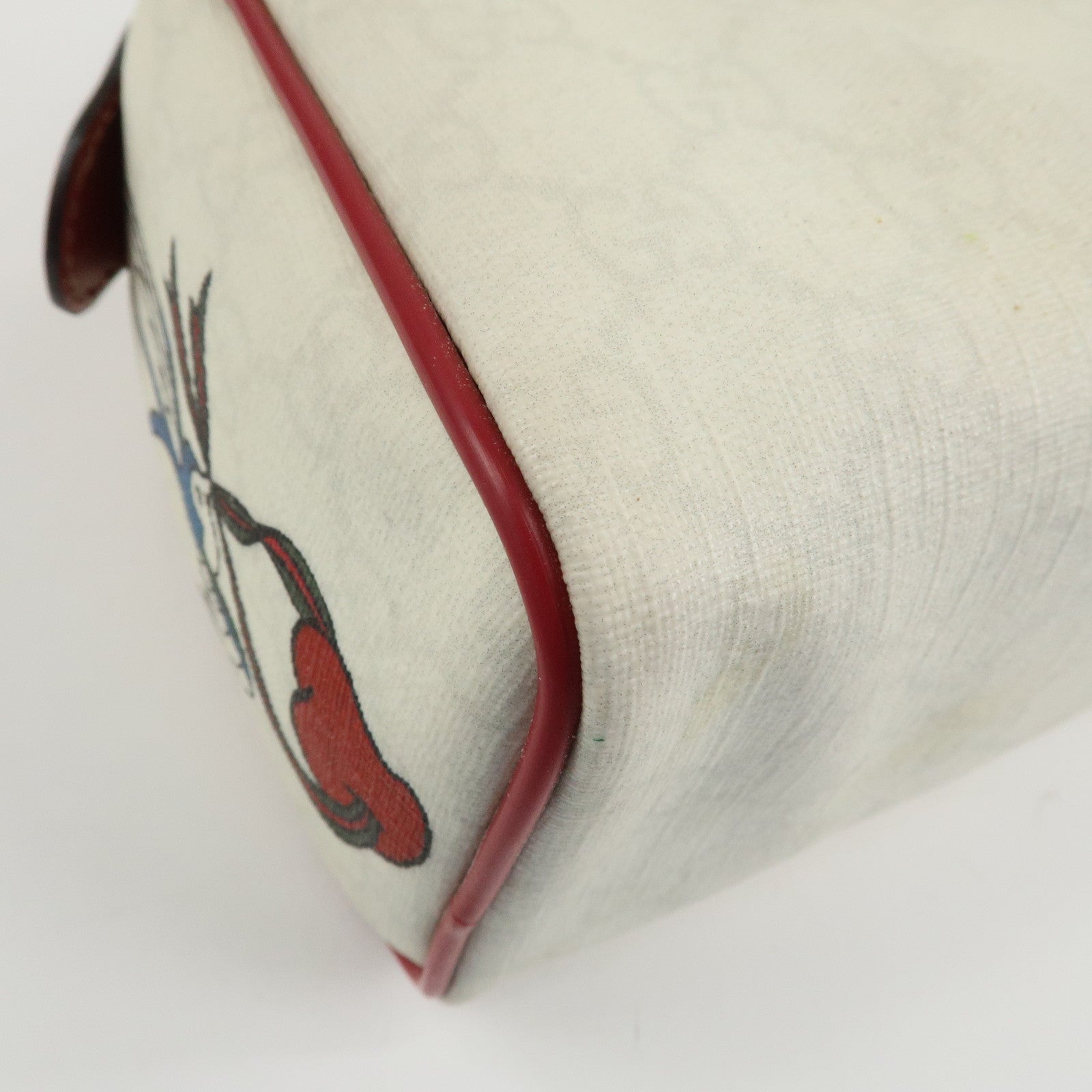 GUCCI Joyline GG Supreme Leather Mini Boston Bag White Red 190257 Used