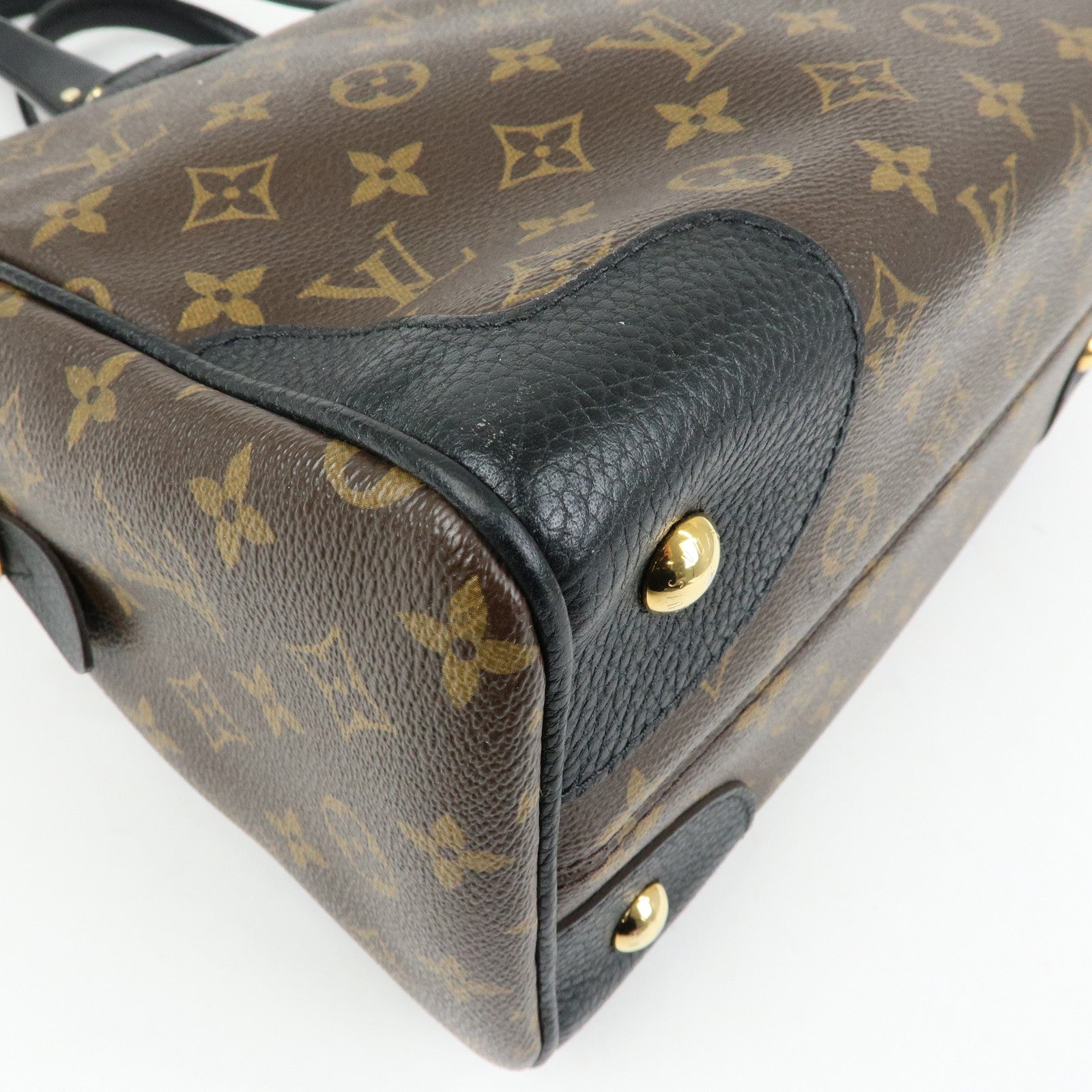 Louis Vuitton Monogram Canvas Leather Retiro Hand Bag Brown M50058