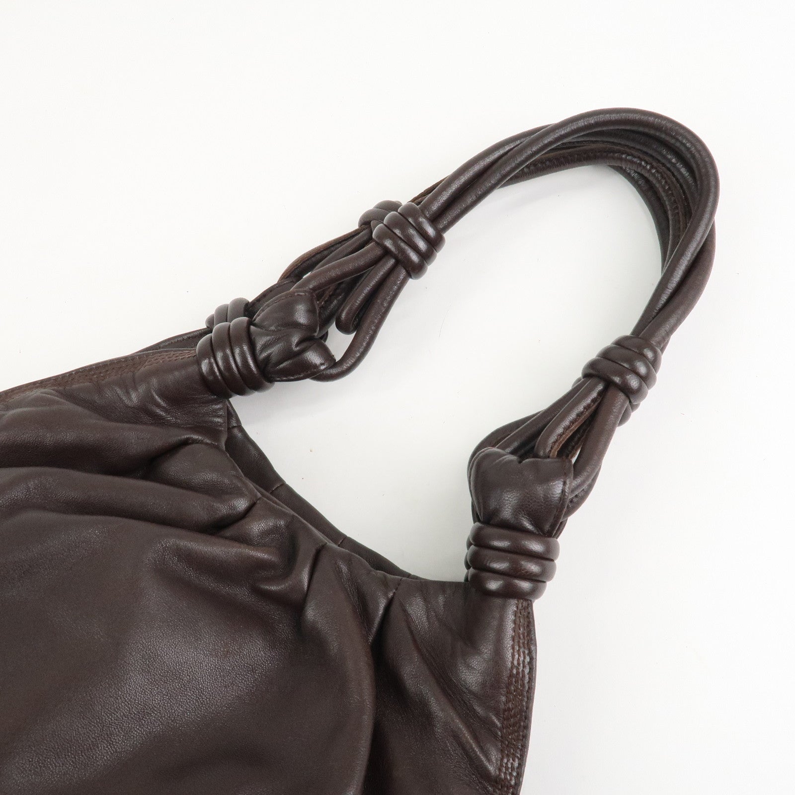 LOEWE Anagram Nappa Leather Shoulder Bag Brown Used