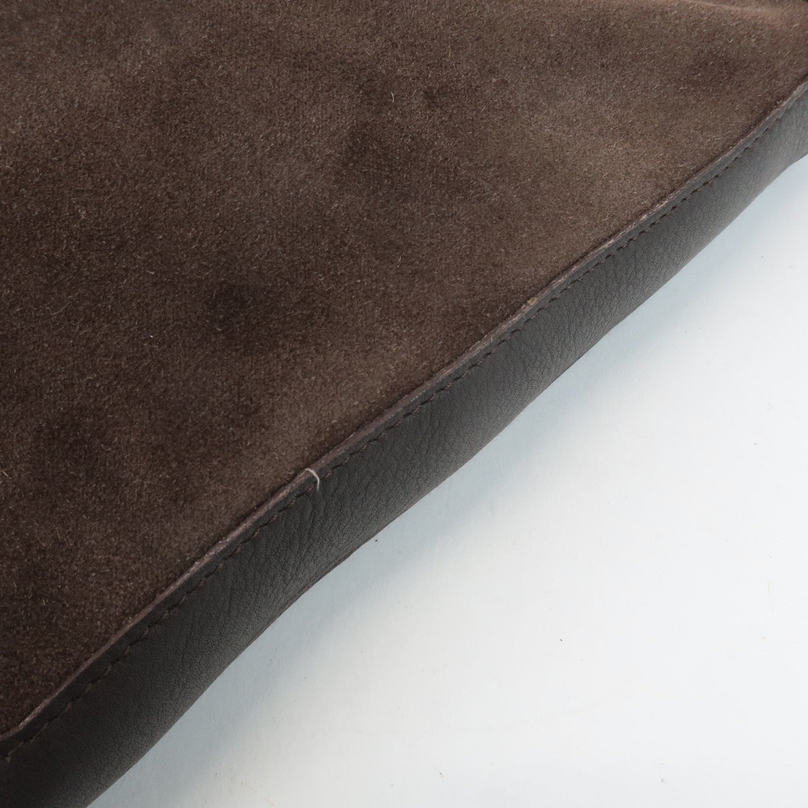 LOEWE Anagram Suede Leather Shoulder Bag Brown Used