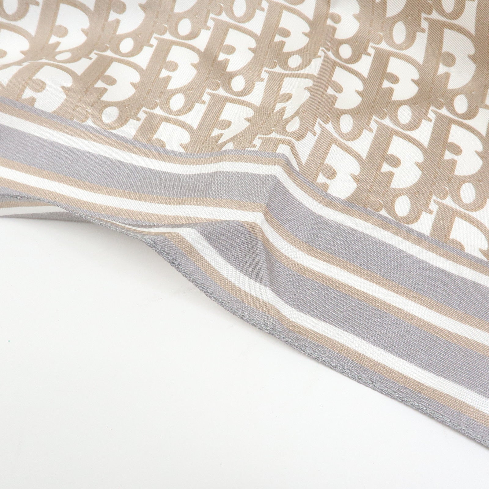 Christian Dior Trotter Silk100 % Scarf Beige Gray