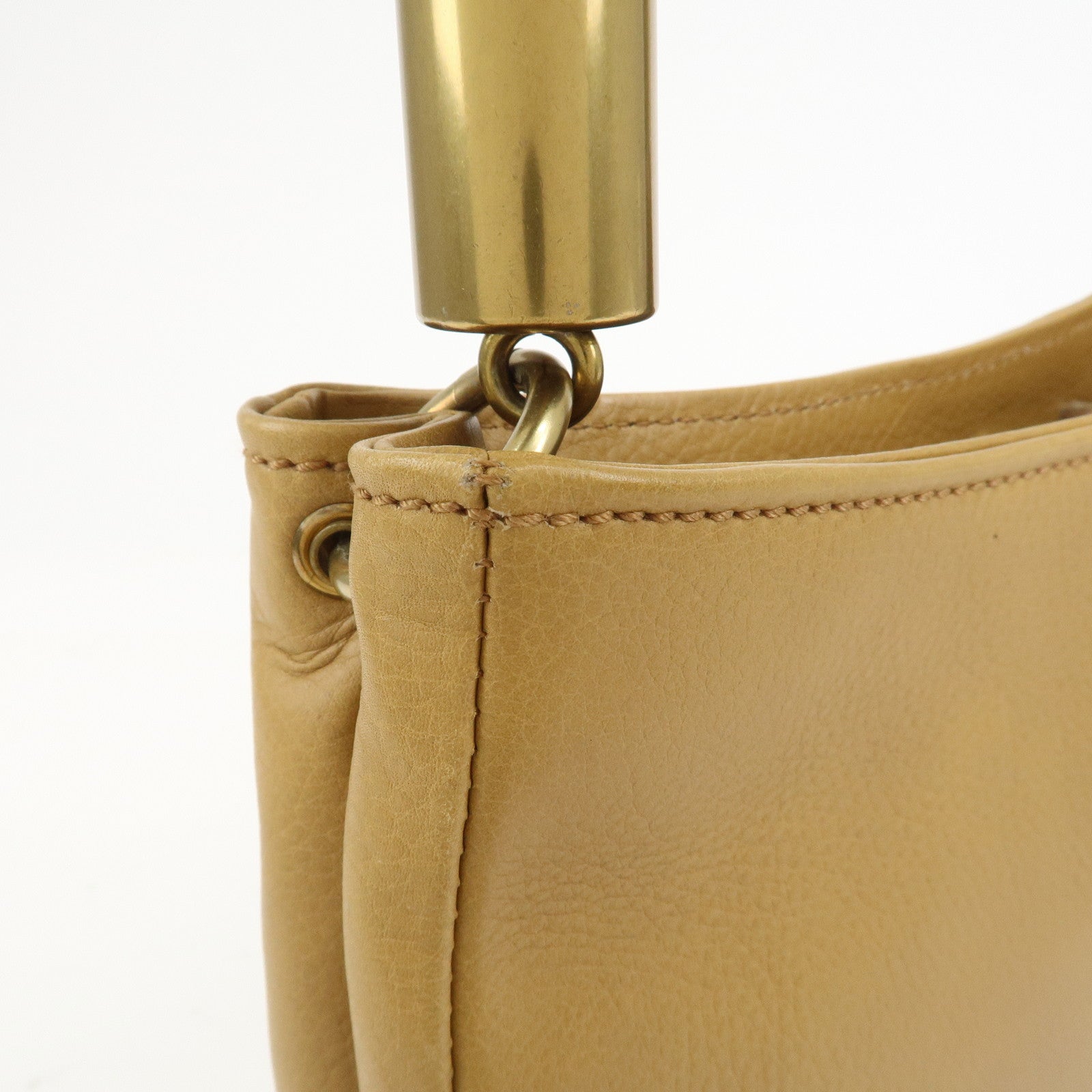 GUCCI Leather Shoulder Bag Hand Bag Beige 108964