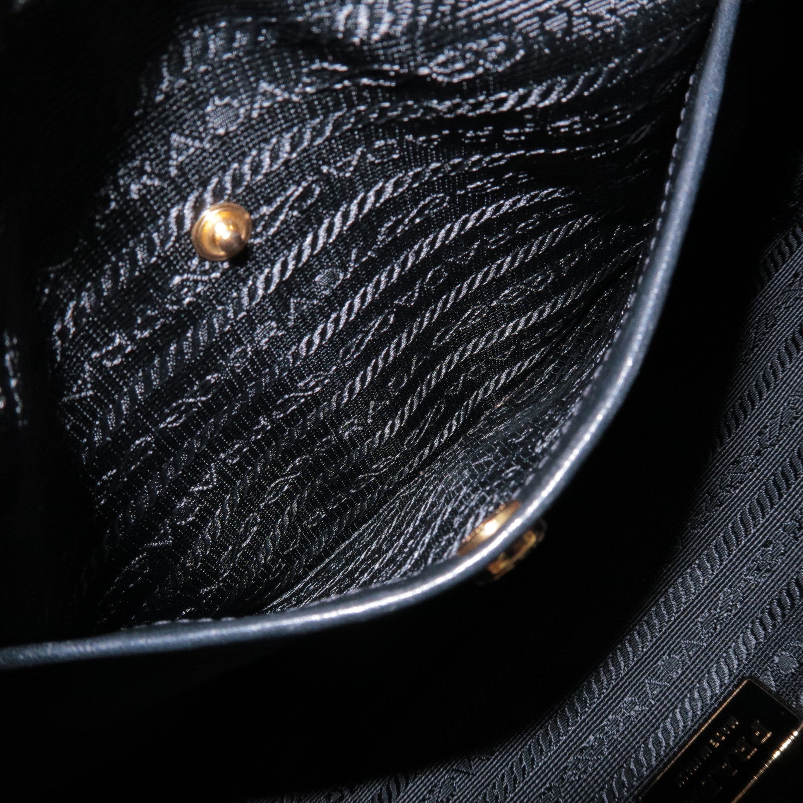 PRADA Triangle Logo Nylon Leather Shoulder Bag Black