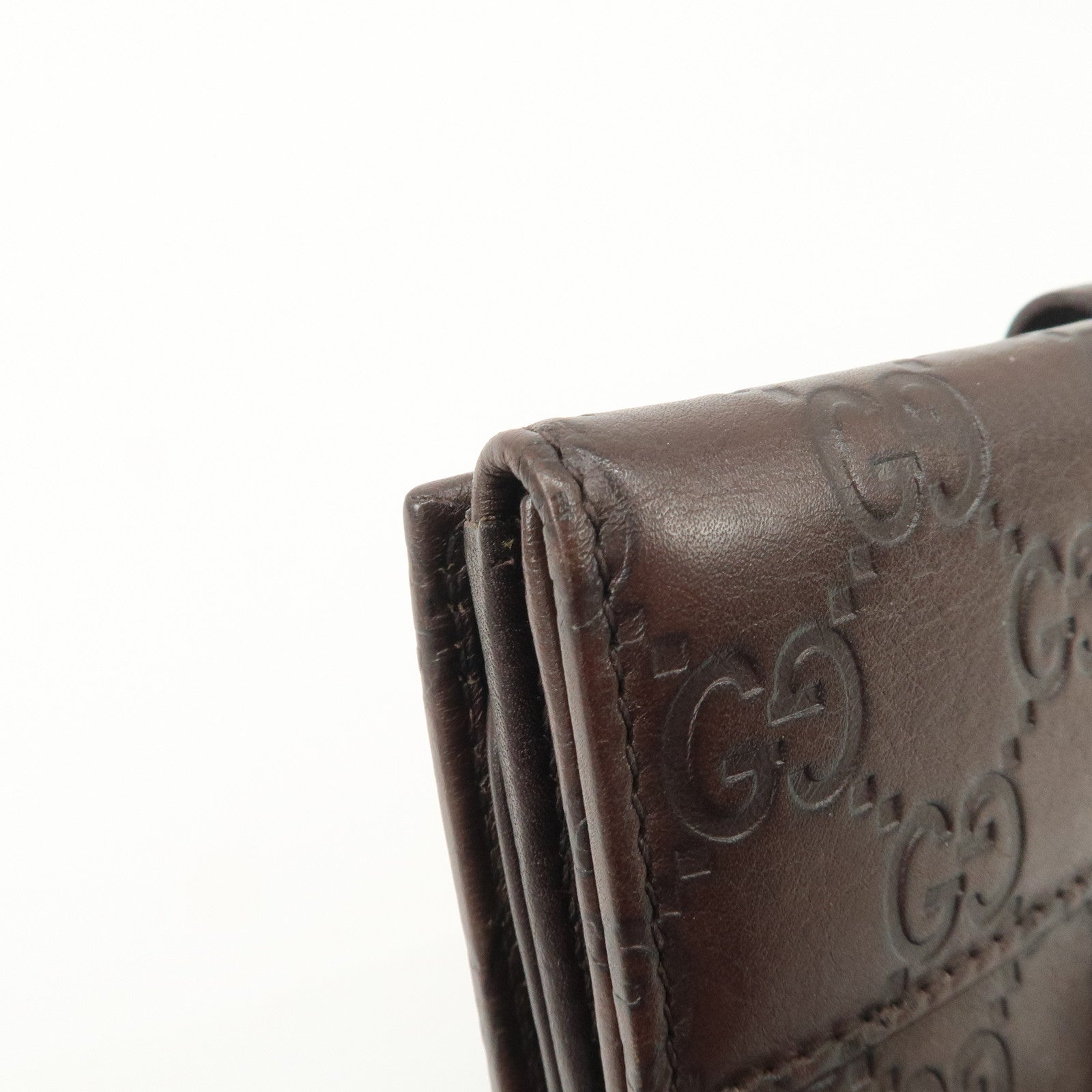 GUCCI Guccissima Leather W Hook Bi-Fold Long Wallet Brown 112715 Used