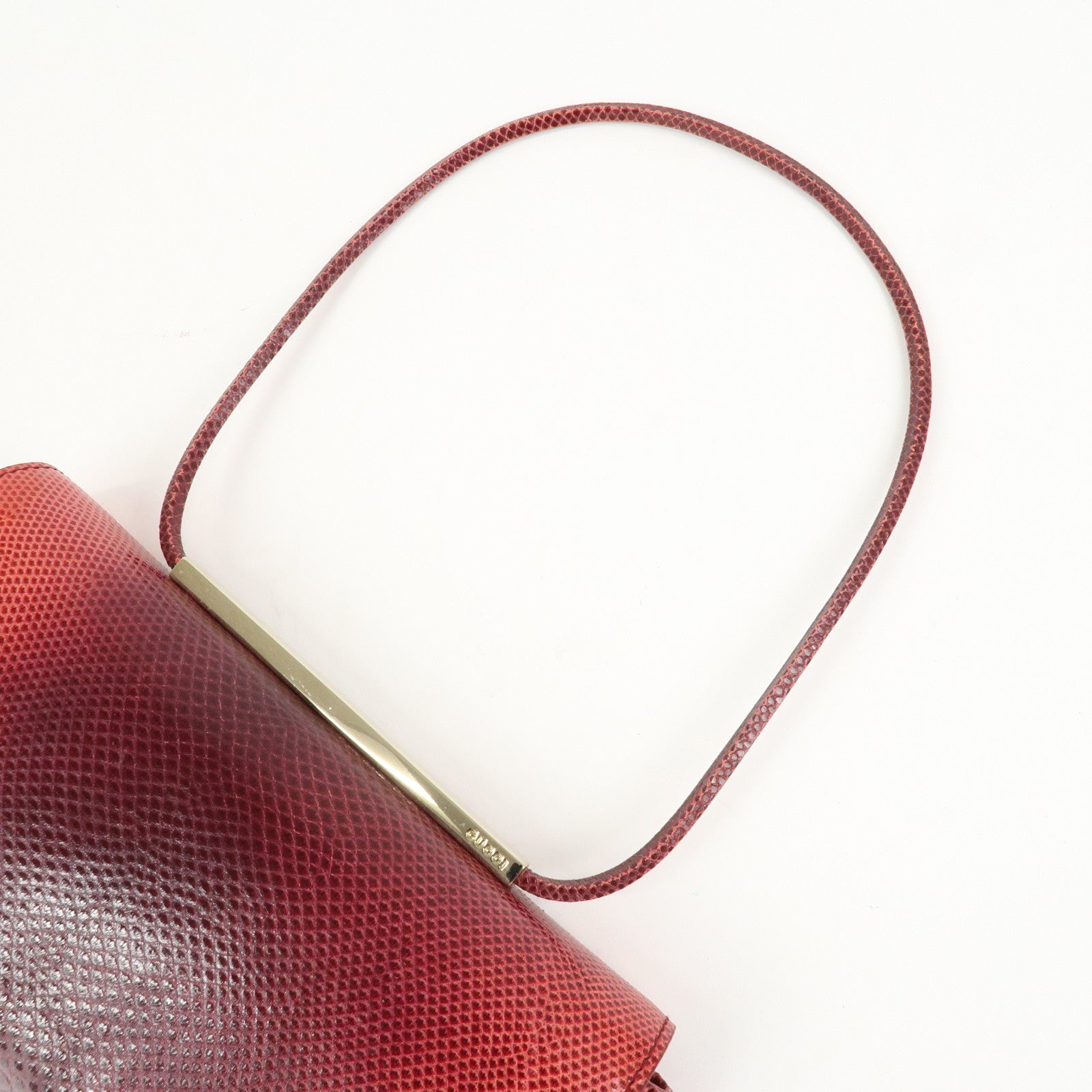 GUCCI Logo Leather Hand Bag Shoulder Bag Red 011.4227