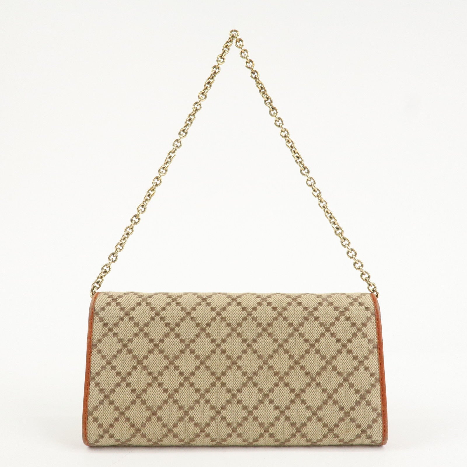 GUCCI Diamante Canvas Chain Strap Long Wallet Hand Bag Beige 269541 Used