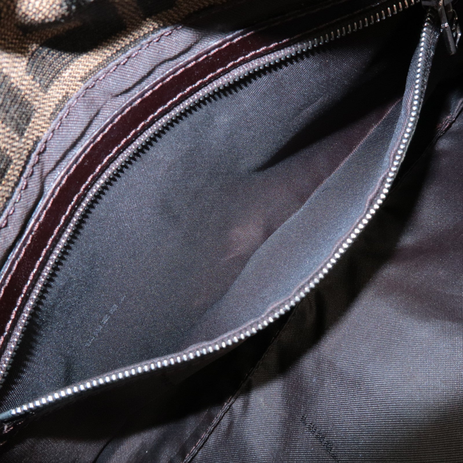 FENDI Mamma Baguette Zucca Canvas Shoulder Bag Brown Black 26424 Used