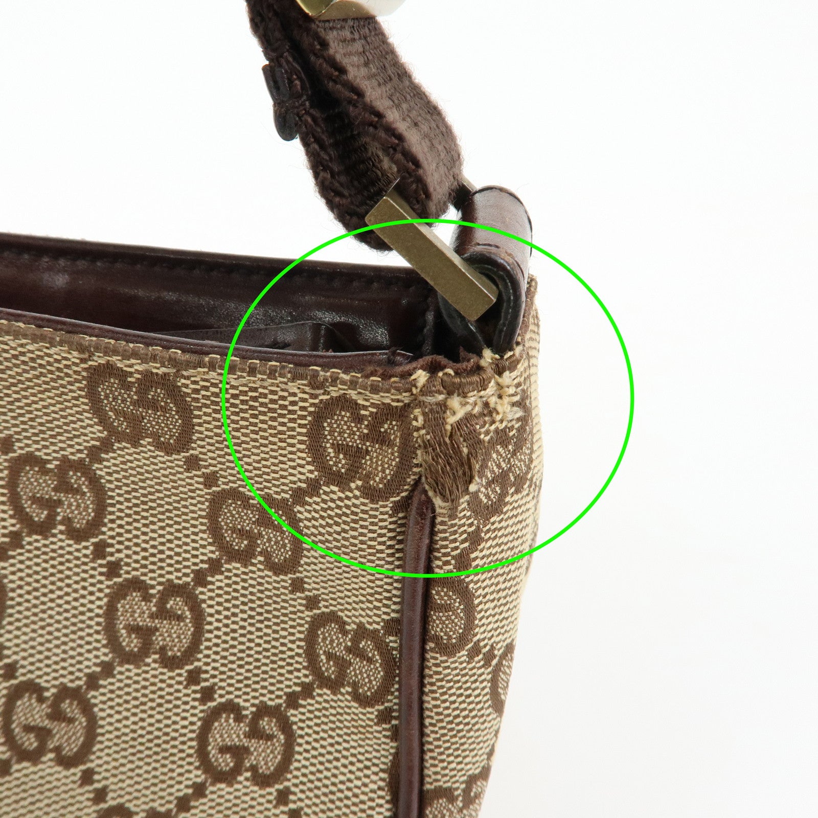 GUCCI GG Canvas Leather Mini Hand Bag Pouch Beige Brown 106644