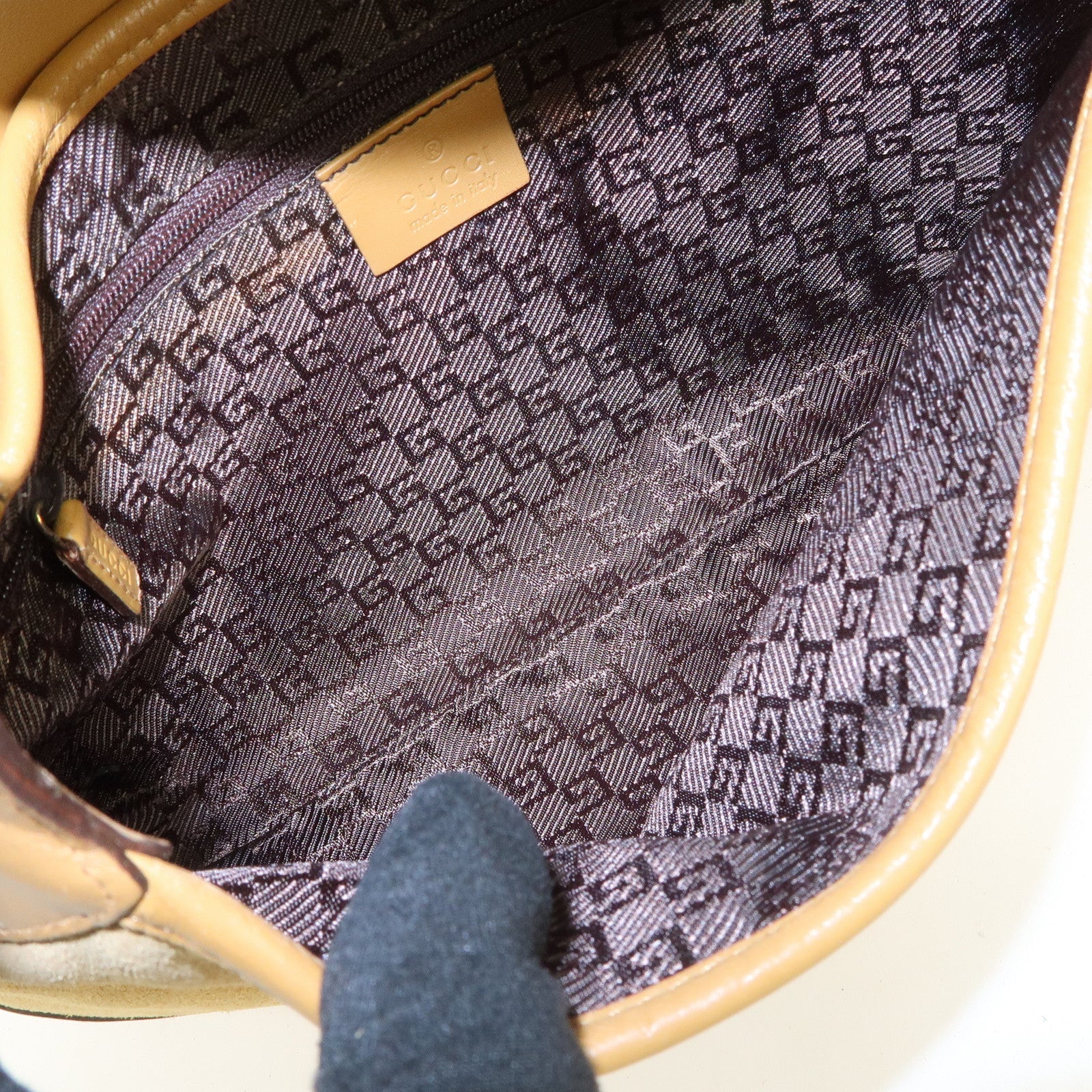 GUCCI Bamboo Suede Leather Kandinsky Shoulder Bag Yellow 001・4096