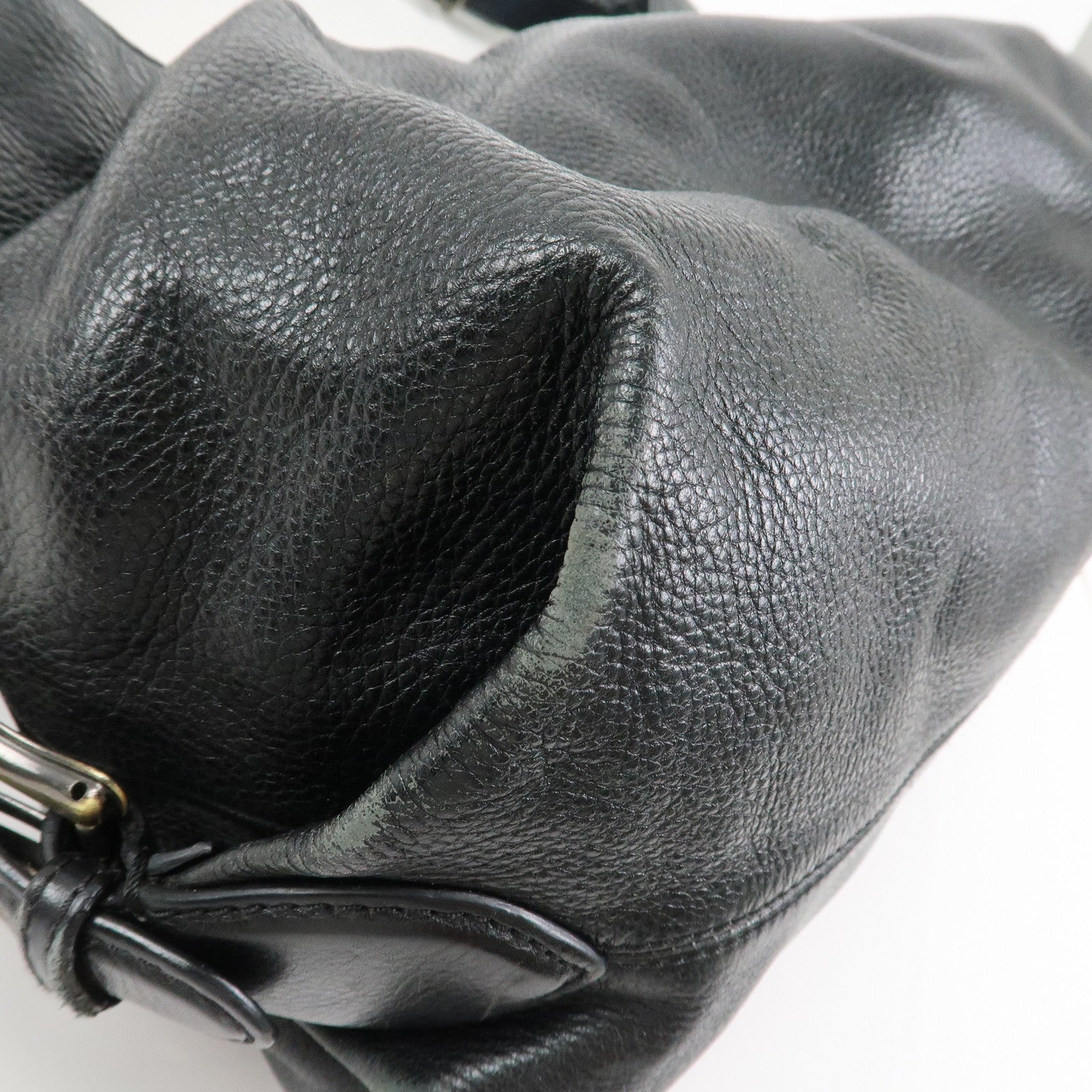 FENDI Logo Leather Shoulder Bag Tote Bag Black 8BR579