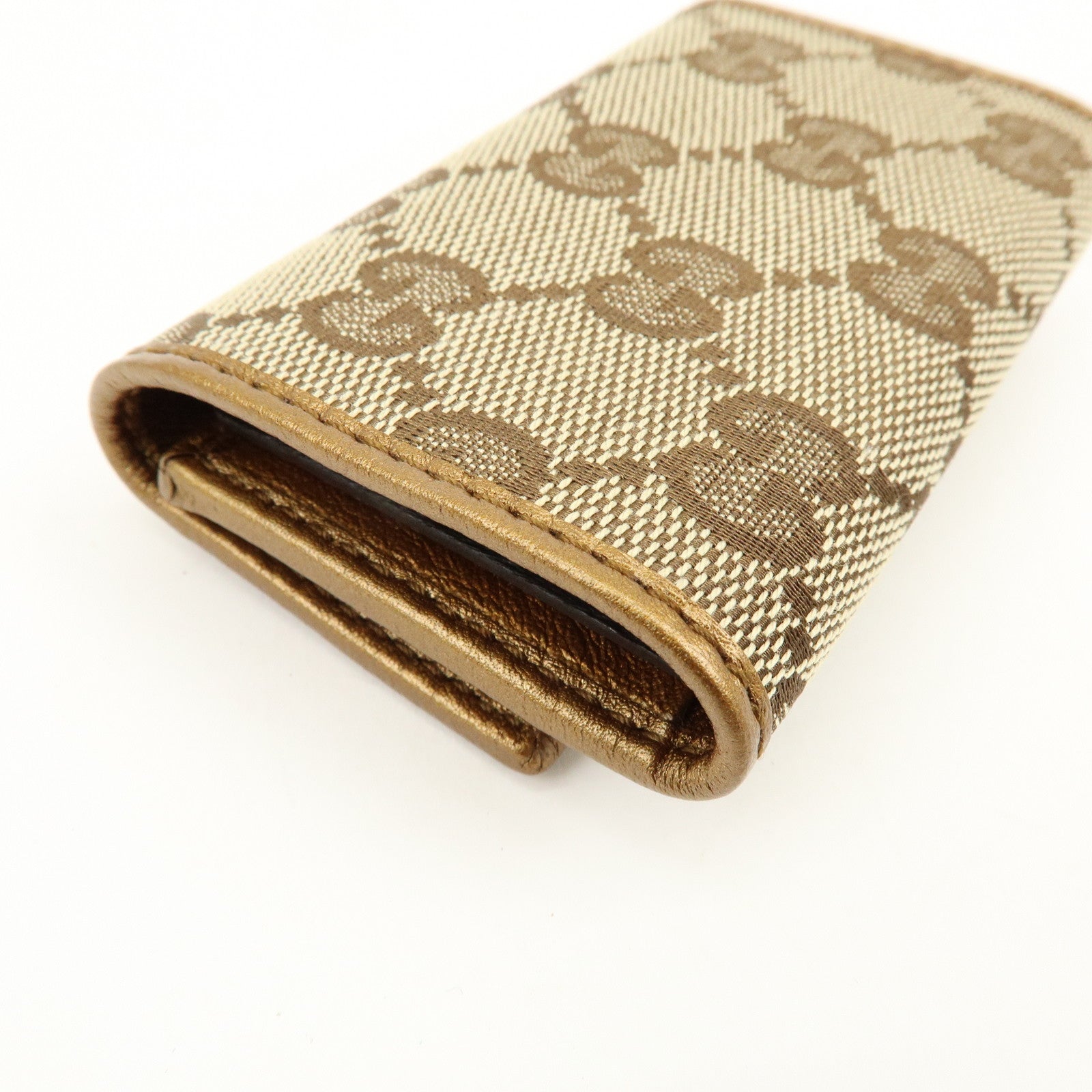 GUCCI GG Canvas Leather 6 Ring Key Case Beige Brown 127048