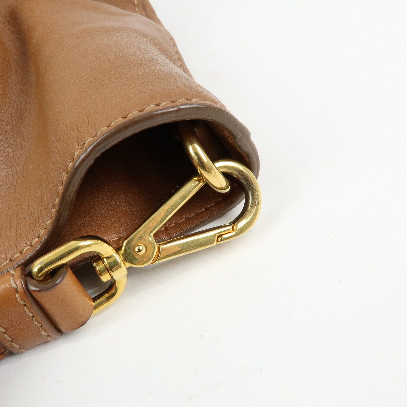 PRADA Logo Leather 2Way Tote Bag Shoulder Bag Brown BN1713