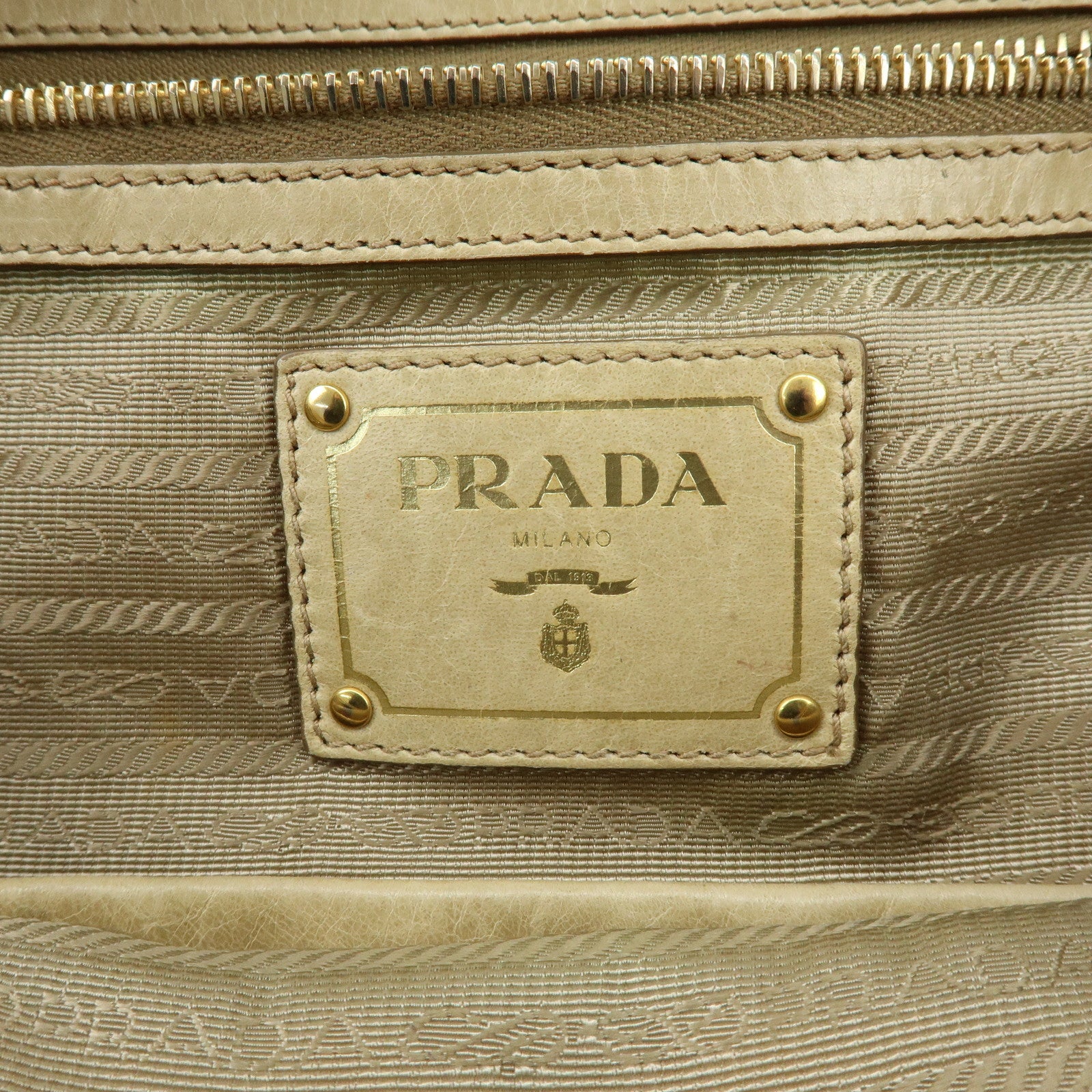 PRADA Logo Leather 2Way Shoulder Bag Hand Bag BN1921 Beige