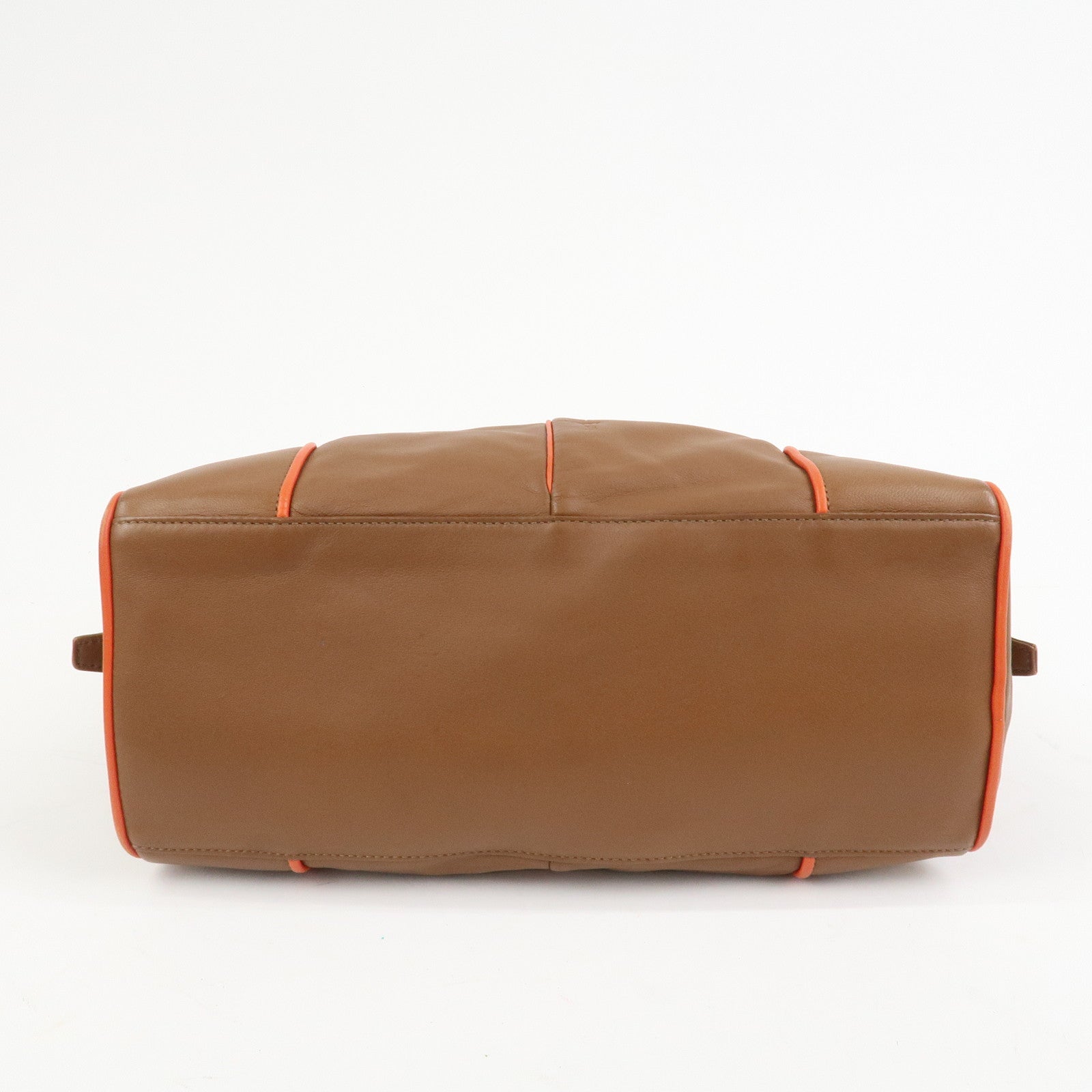 LOEWE Logo Nappa Leather Mini Hand Bag Boston Bag Brown