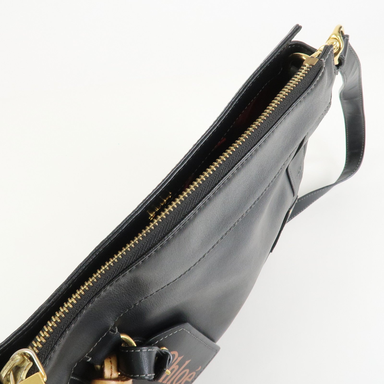 Chloe Eden Logo Leather Shoulder Bag Crossbody Bag Black Brown