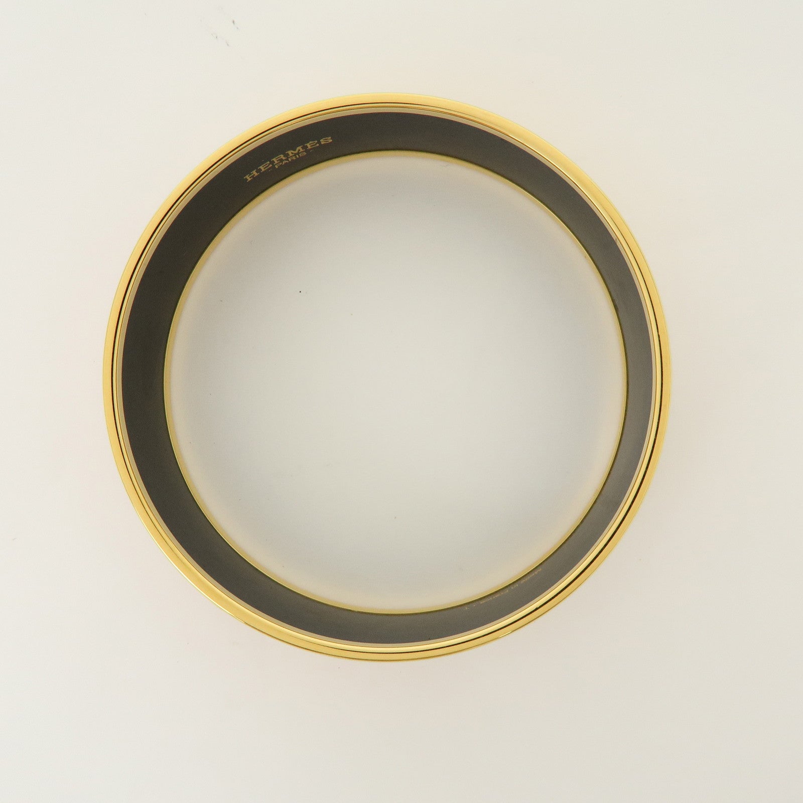 HERMES Gold Plated Email GM Bangle Bracelet Orange Gold