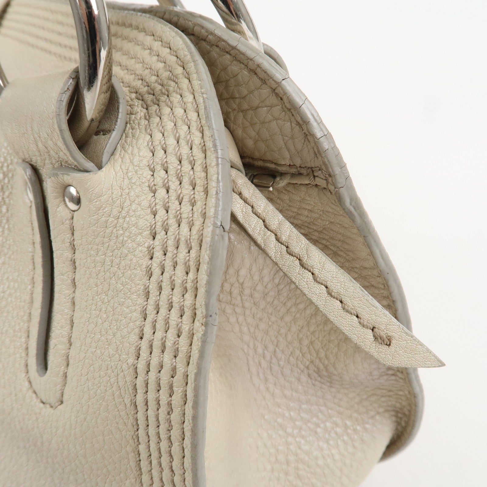 CELINE Bitter Sweet Leather Shoulder Bag Hand Bag Ivory