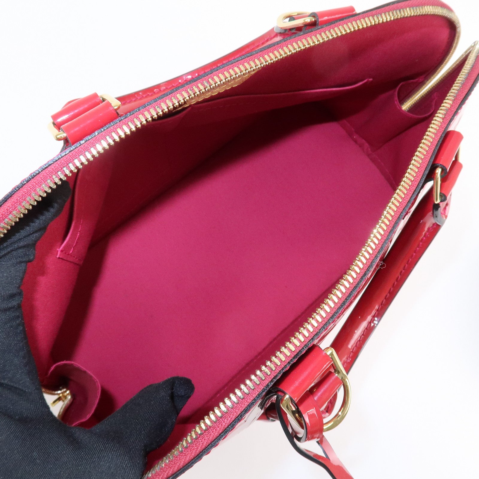 Louis Vuitton Monogram Vernis Alma PM Hand Bag Red M91693 Used