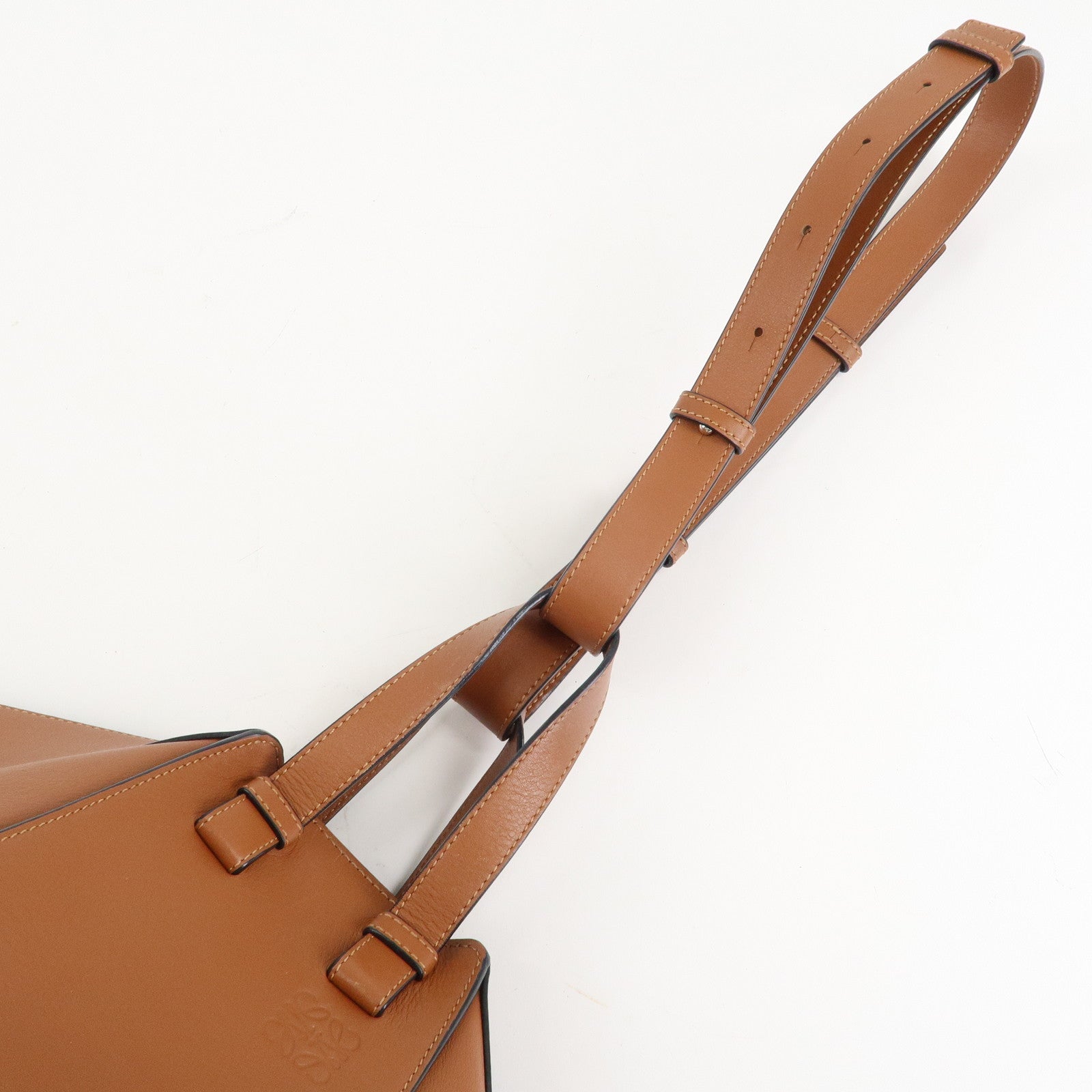 LOEWE Anagram Leather Hammock Small Shoulder Bag Tan Brown Used