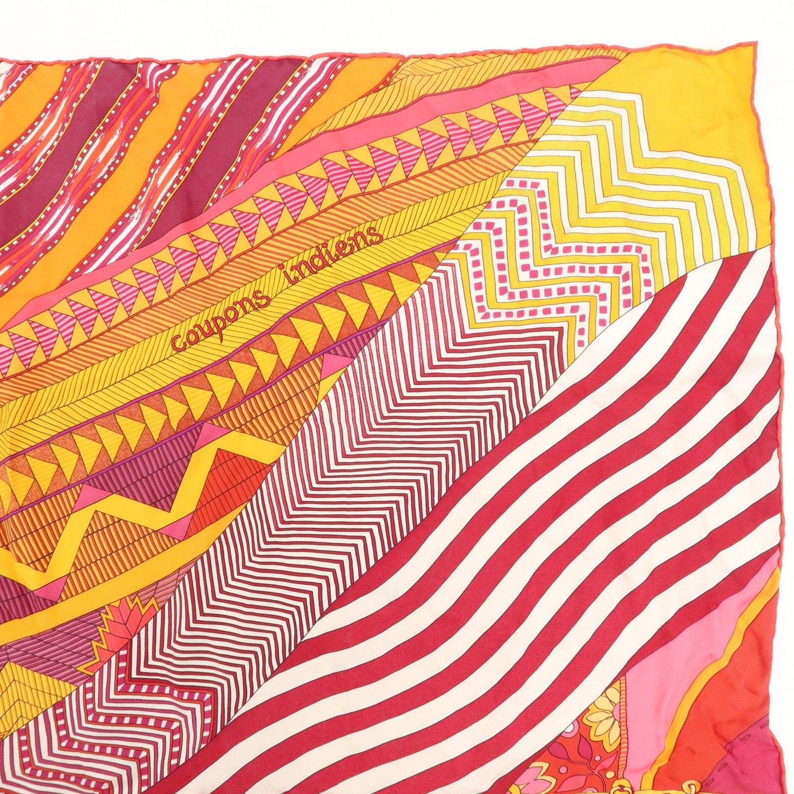 HERMES Carre 90 Silk 100% Scarf COUPONS INDIENS Multicolor Used