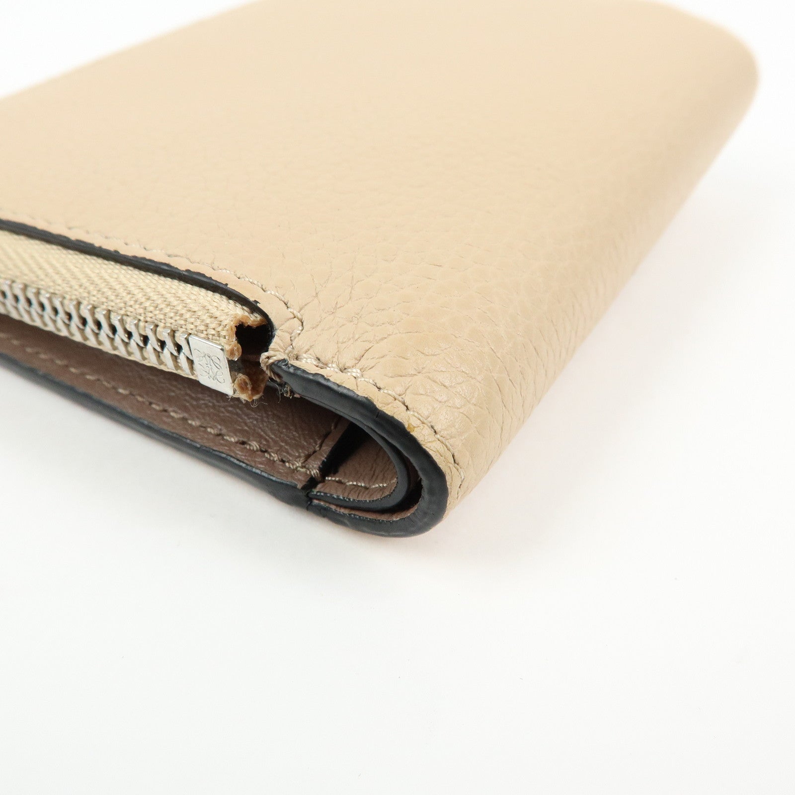 LOEWE Anagram Leather Compact Wallet Beige Yellow