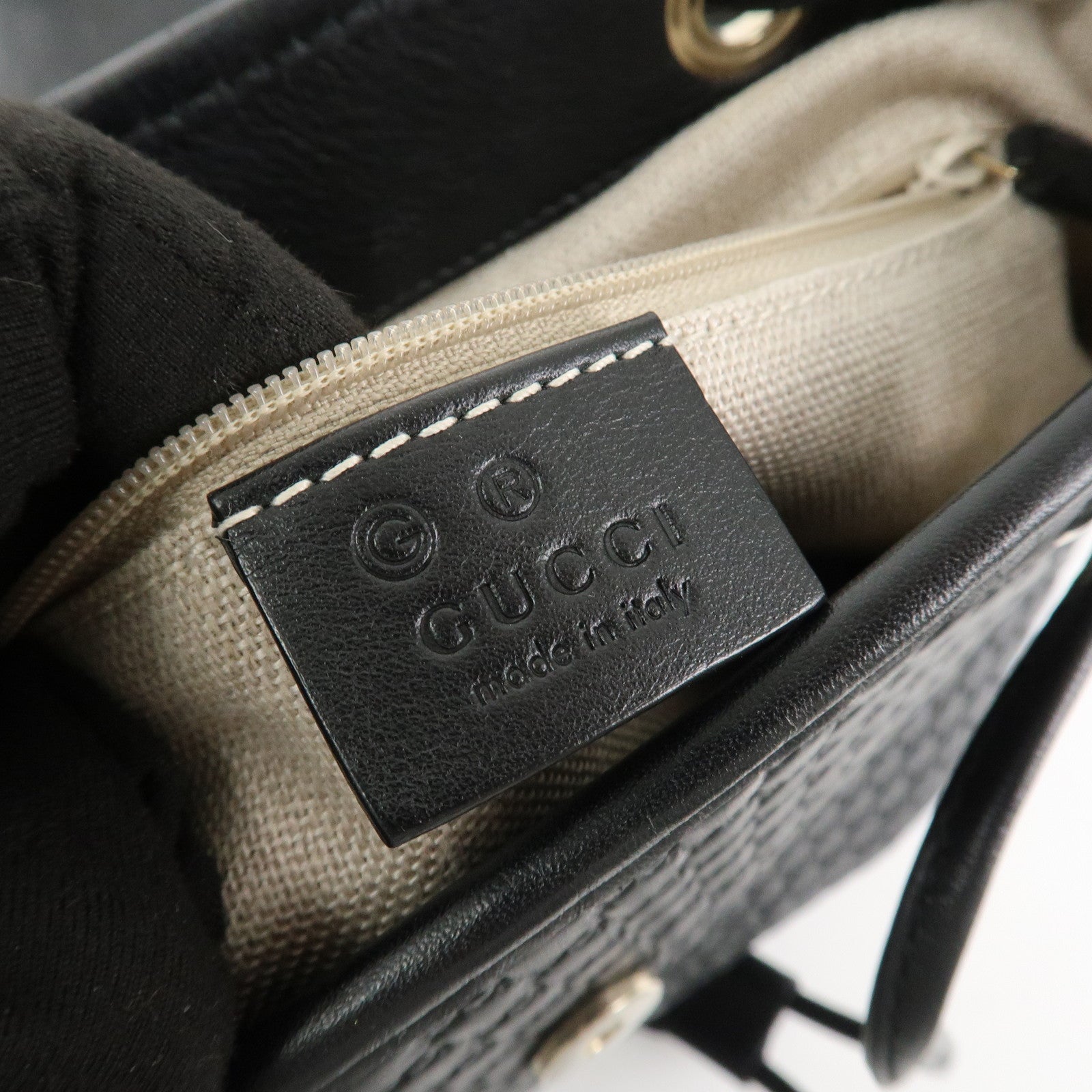 GUCCI Micro Guccissima Leather Backpack Rucksack Black 607993 Used