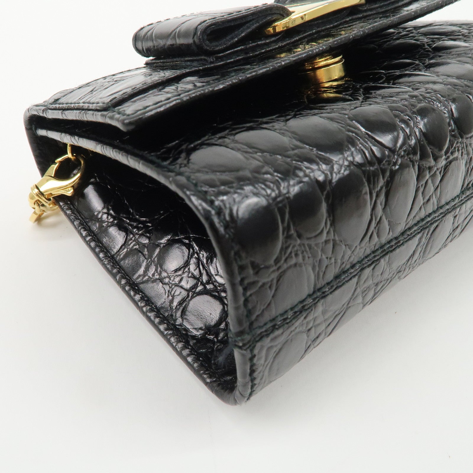 Ferragamo Vara Ribbon Leather Chain Shoulder Bag Black AQ213202