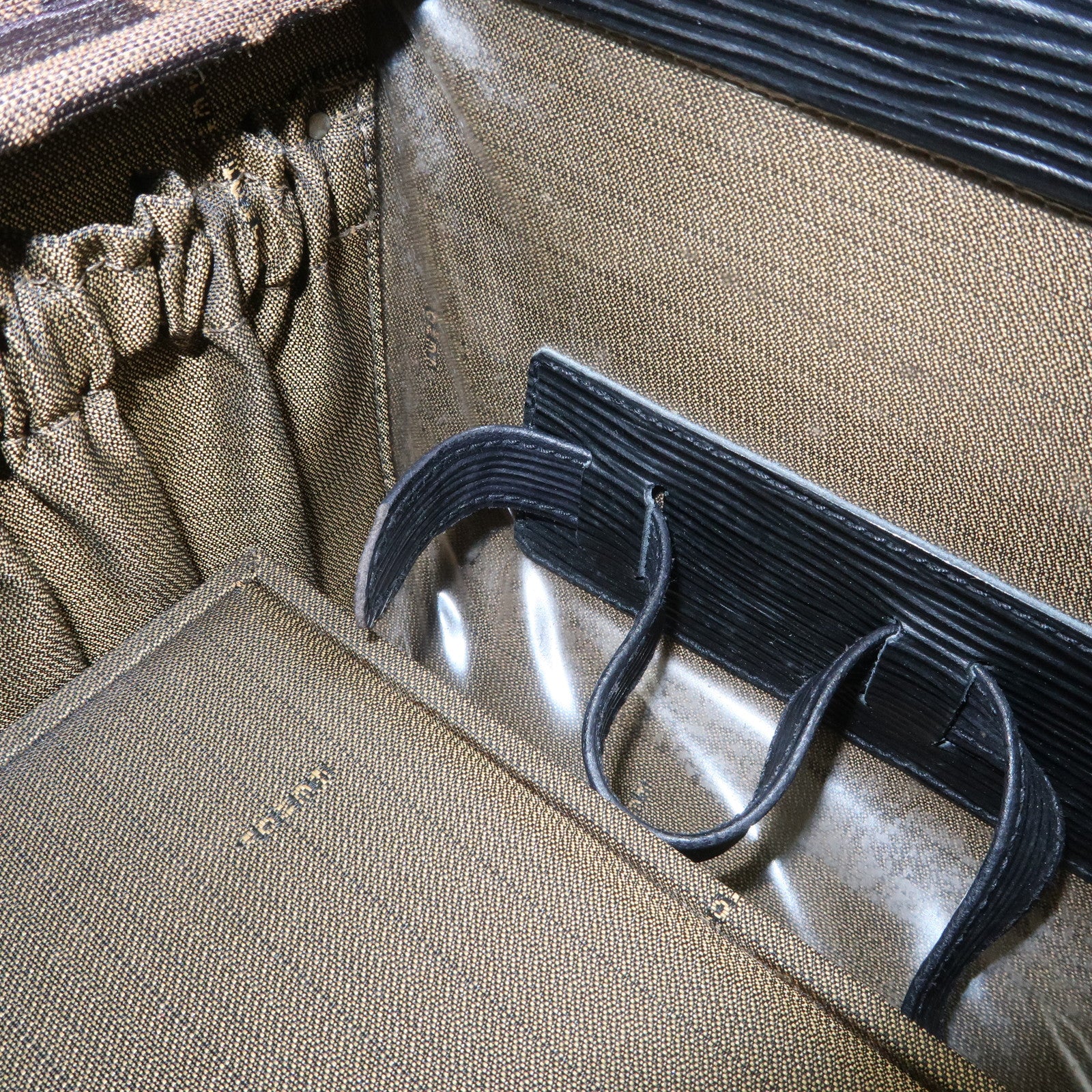 FENDI Zucca Canvas Leather Vanity Bag Makeup Box Brown Black