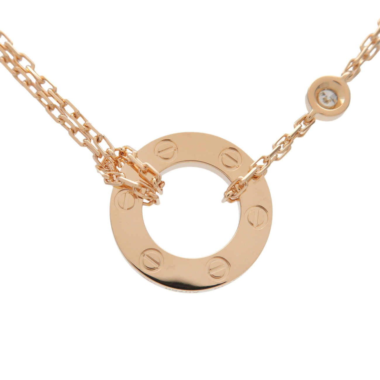 Cartier Love Circle 2P Diamond Necklace K18YG 750YG Yellow Gold