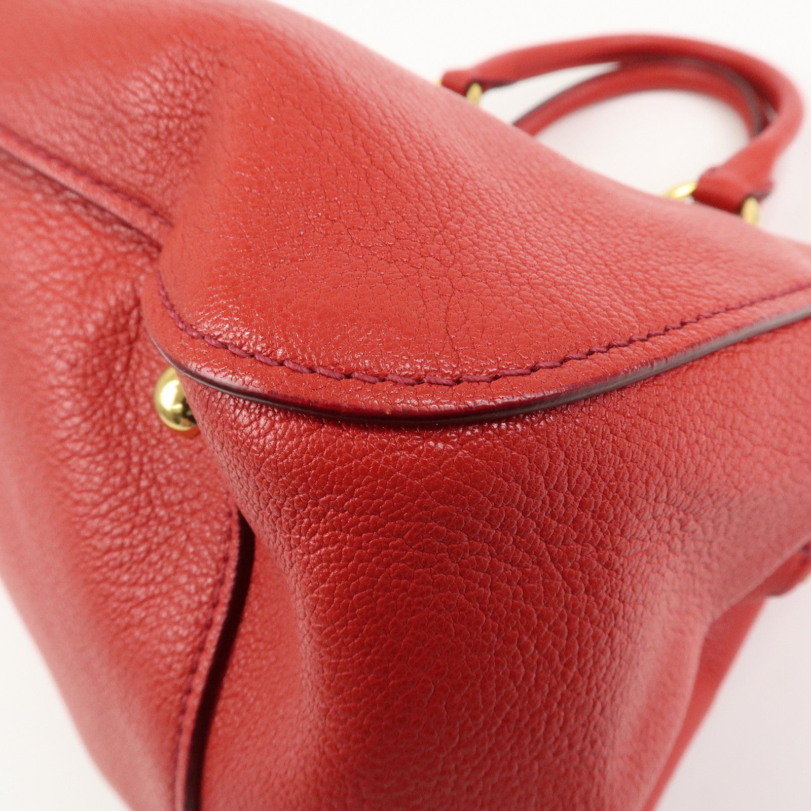 MIU MIU Logo Leather 2Way Bag Hand Bag Shoulder Bag Red RL0060