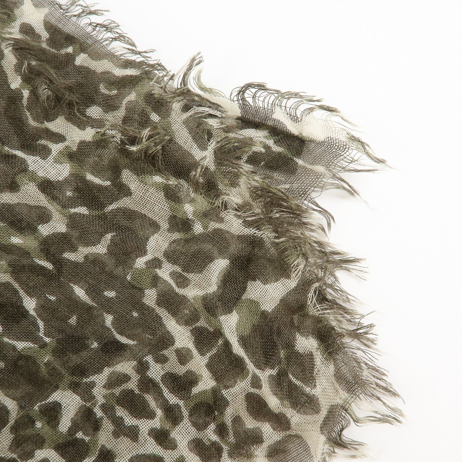 Louis Vuitton Leopard Print Cashmere Silk Scarf Shawl Khaki 400505