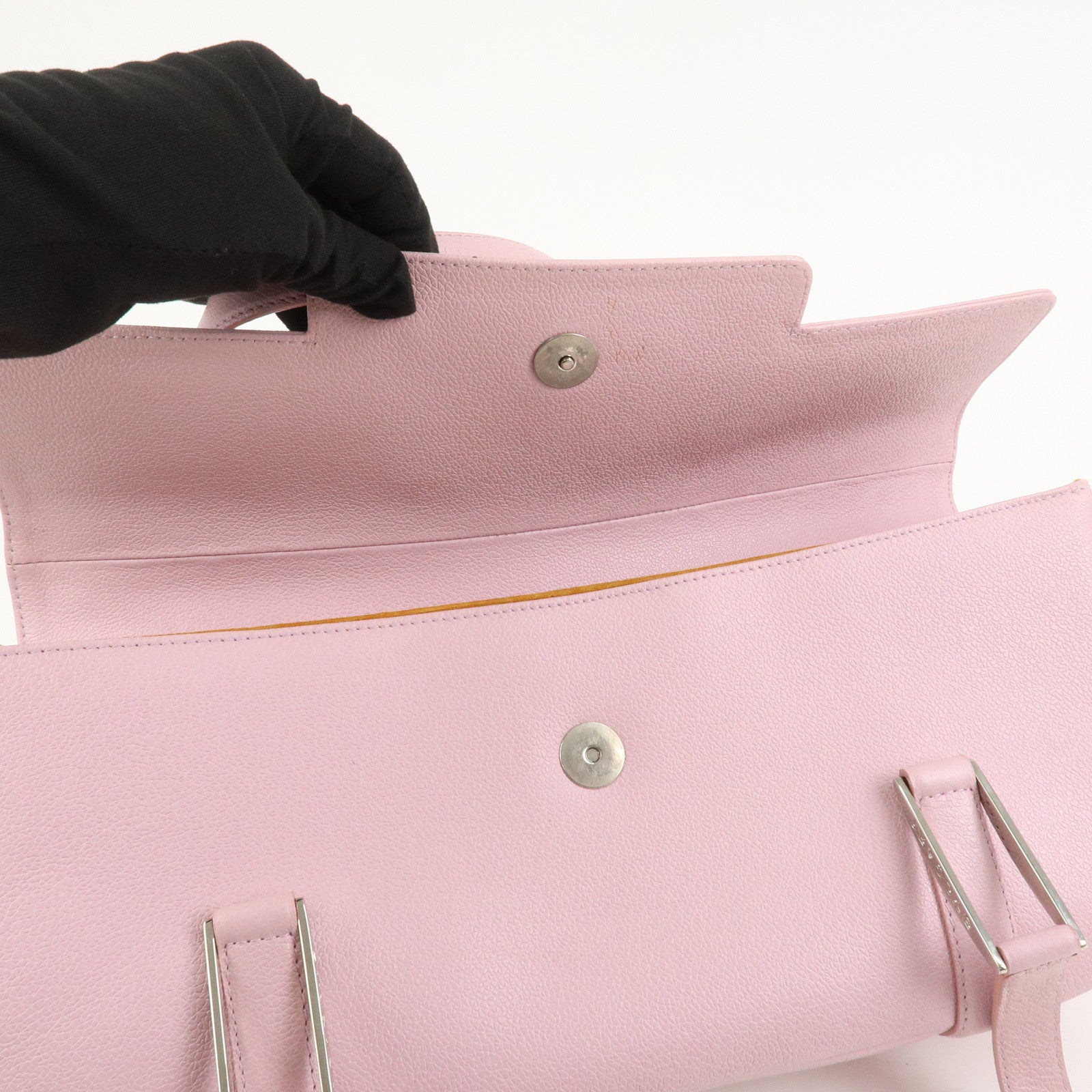 BVLGARI Logo Leather Shoulder Bag Hand Bag Pink