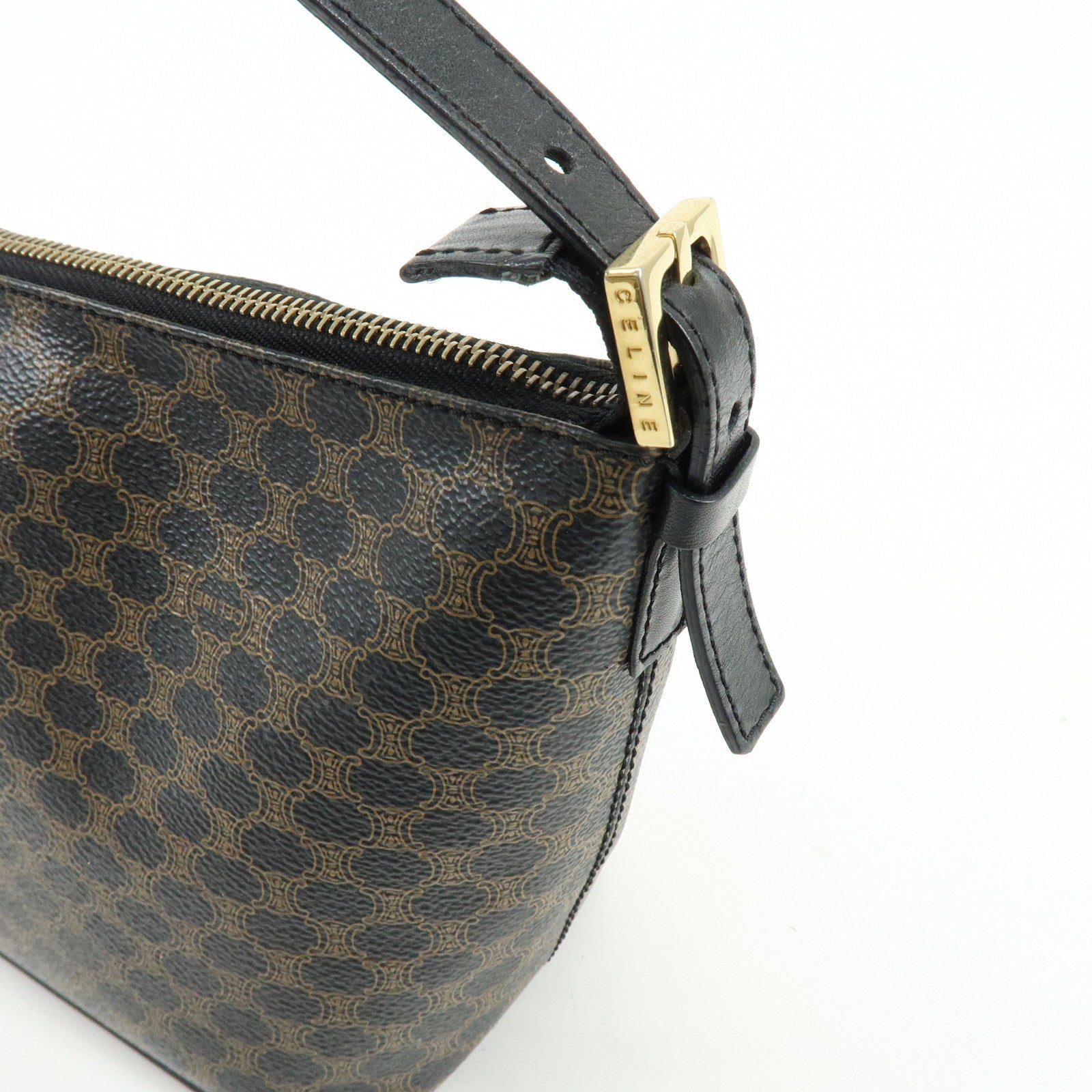 CELINE Macadam PVC Leather Shoulder Bag Hand Bag Black Brown