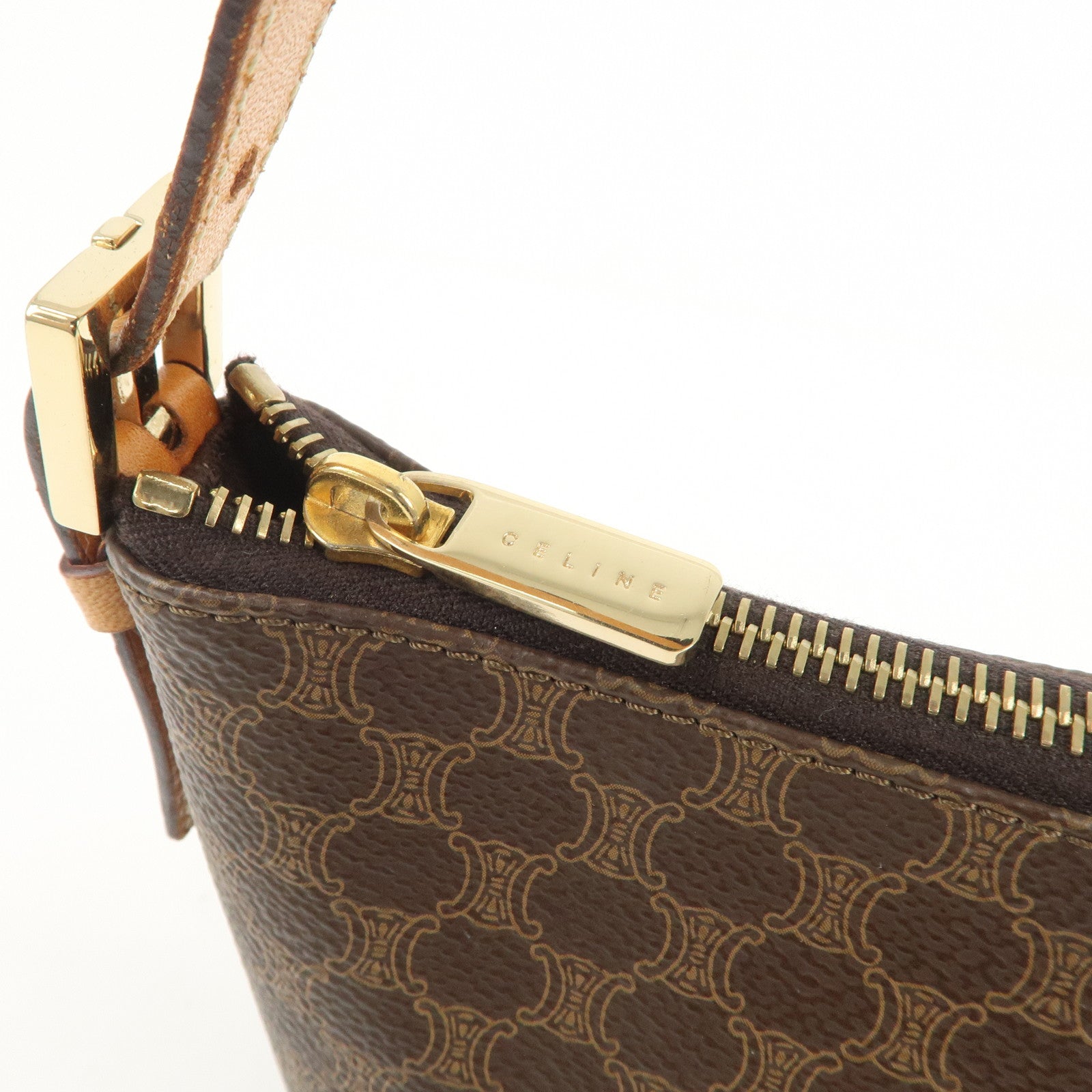 CELINE Macadam PVC Leather Shoulder Bag Brown