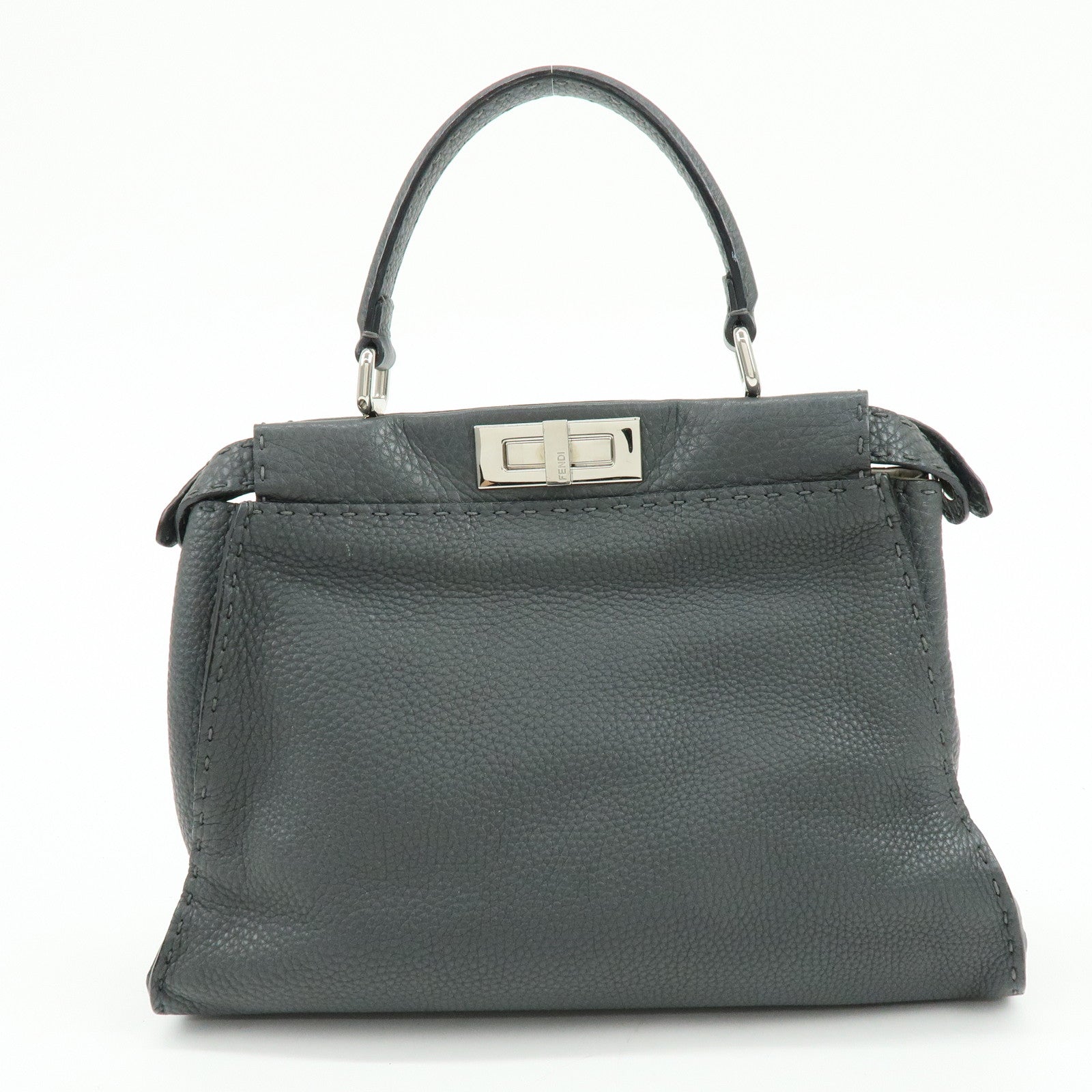 FENDI Selleria Peekaboo Calf Leather 2Way Shoulder Hand Bag 8BN226