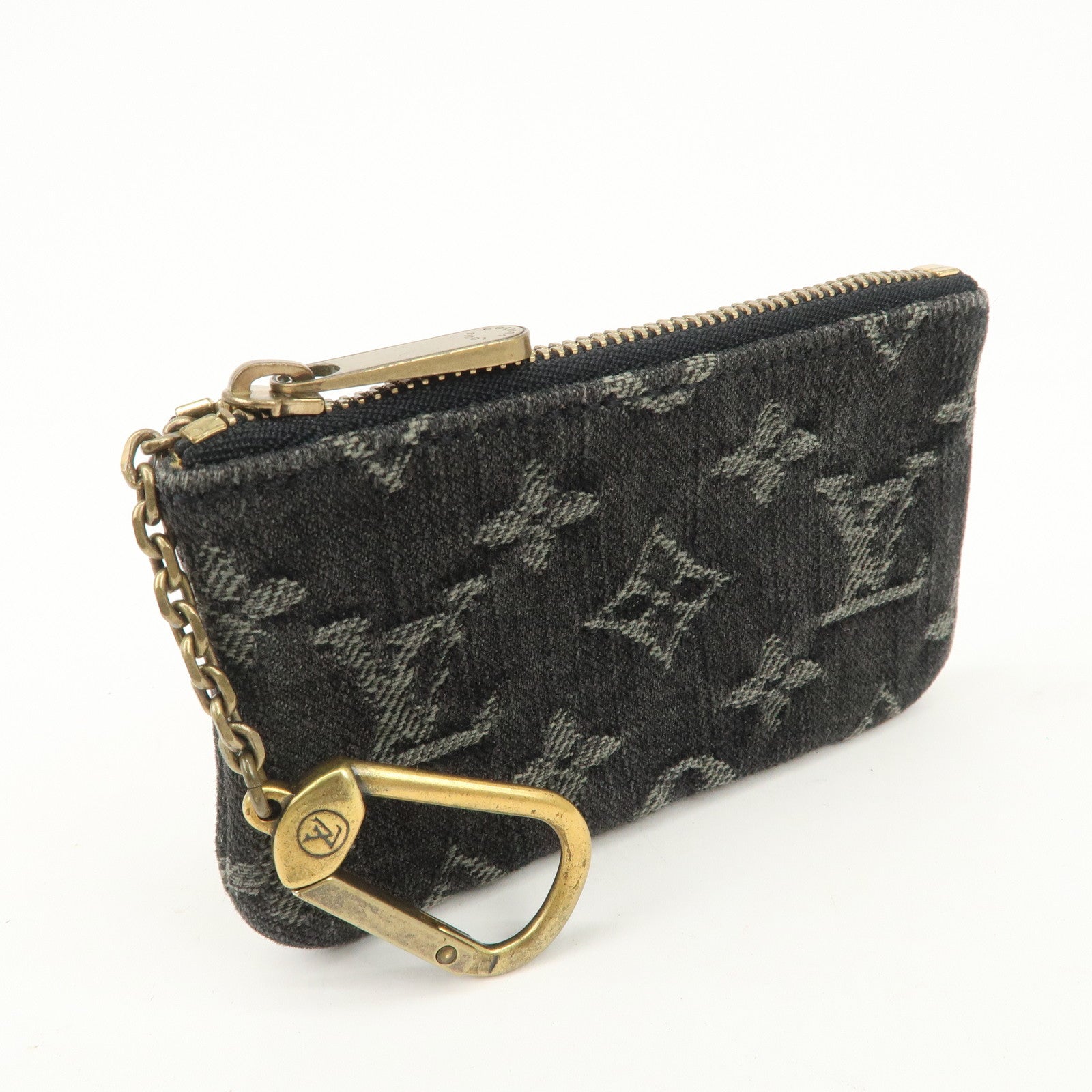 Louis Vuitton Monogram Denim Pochette Cles Coin Case Black M95616