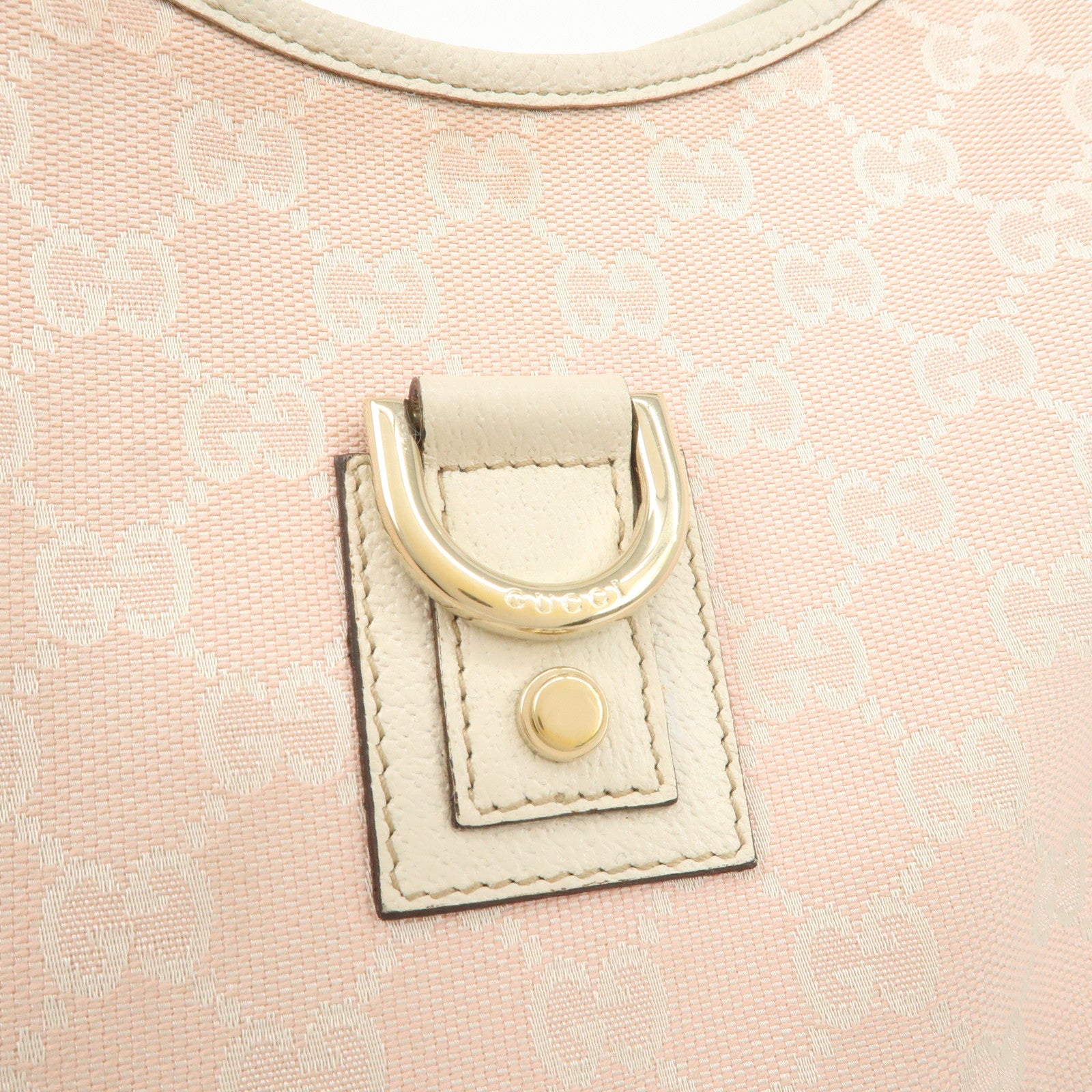 GUCCI Abbey GG Canvas Leather Shoulder Bag Ivory Pink 130738 Used