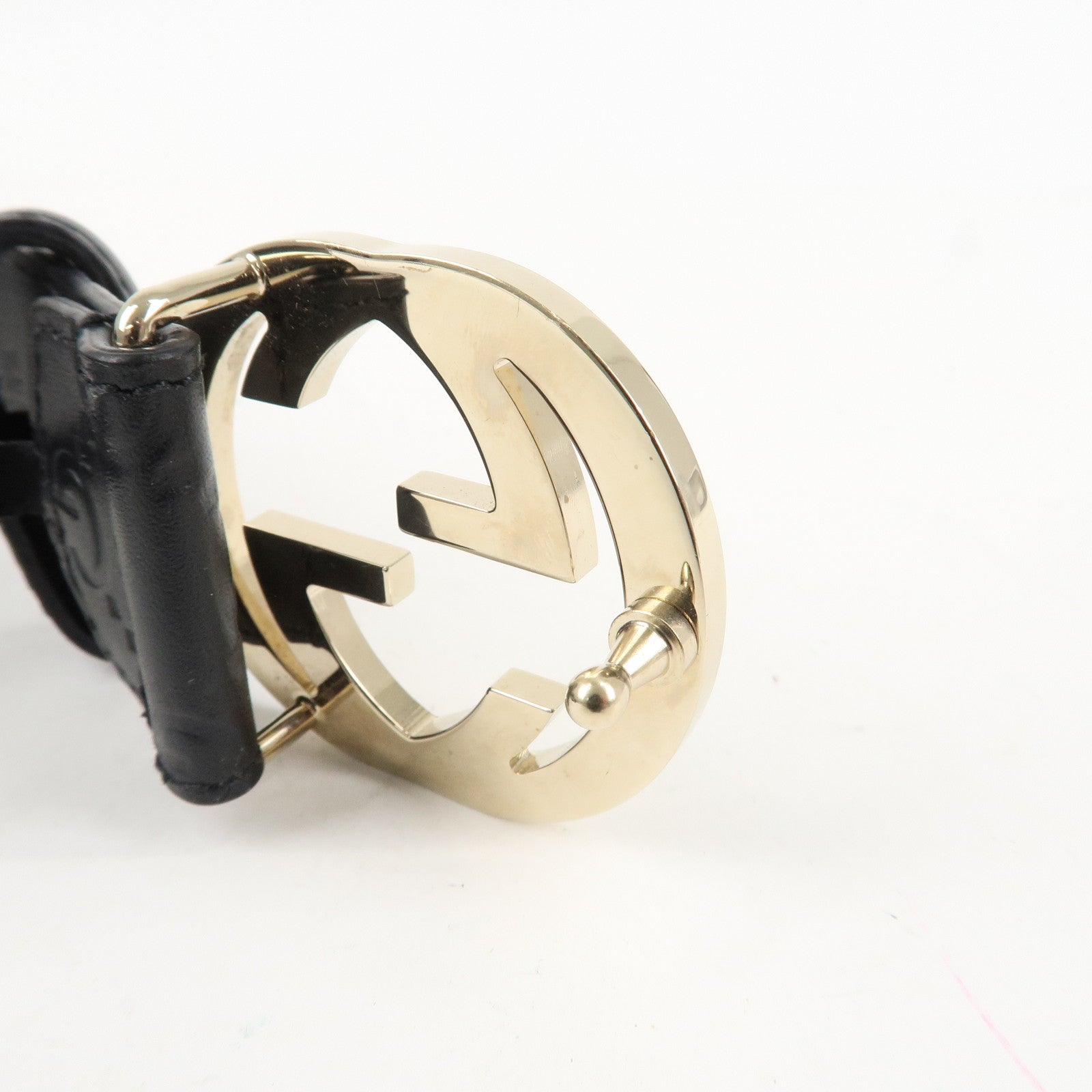 GUCCI Interlocking G Guccissima Leather Belt 80/32 Black 370543 Used