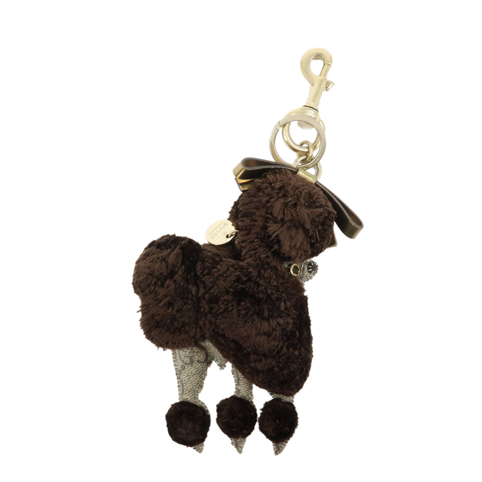GUCCI Gucciori GG Supreme Leather Toy Poodle Lulu Bag Charm Brown