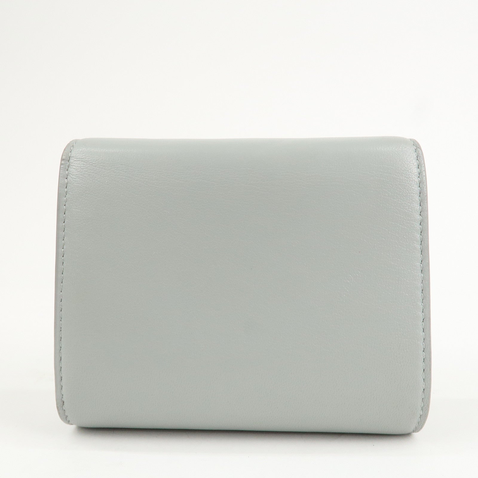 CELINE Triomphe Leather Tri-fold Falap Wallet Light Blue