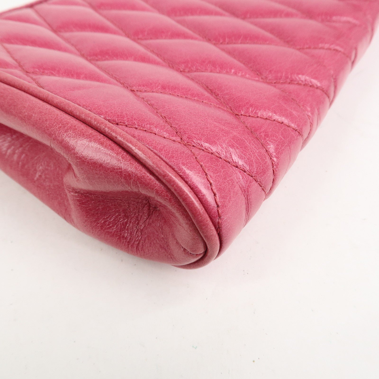 MIU MIU Logo Leather Clutch Bag Pouch Pink 5NE455